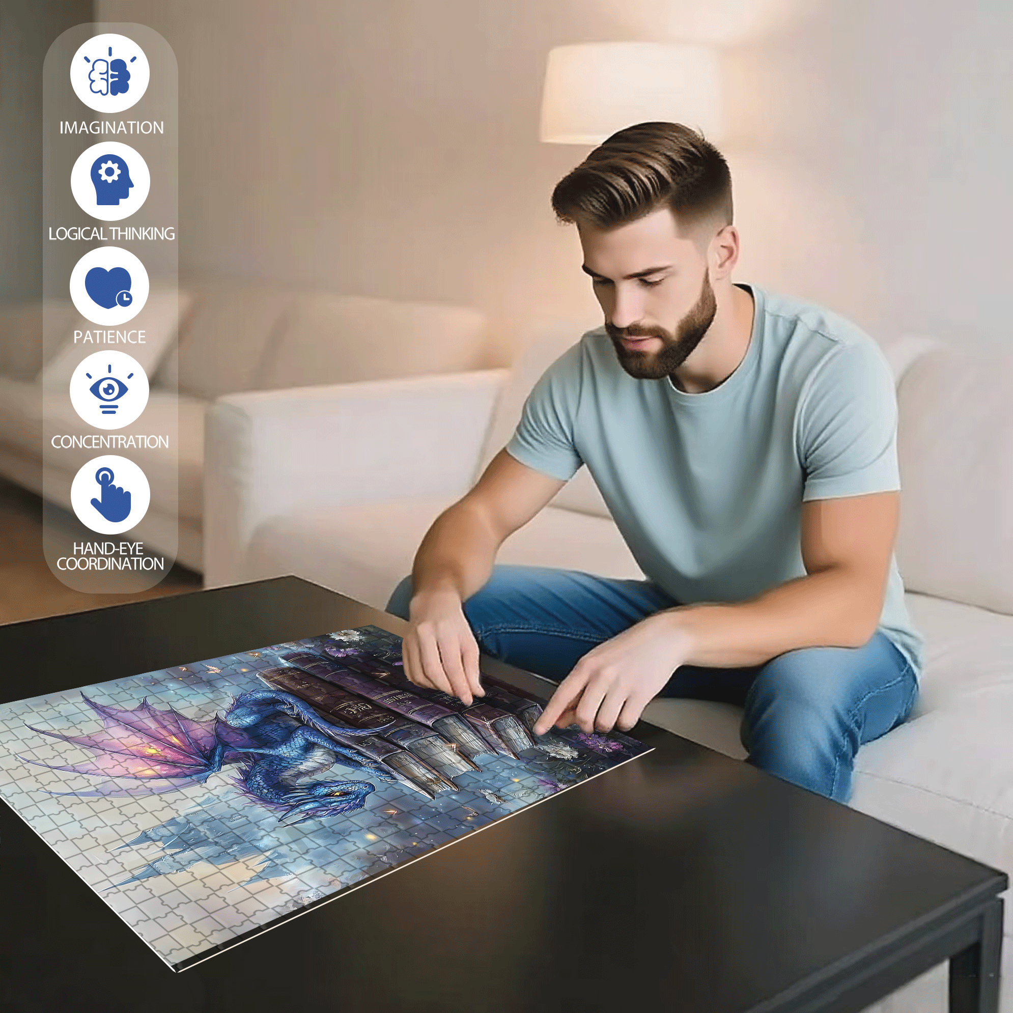 Guardians of Classics 500pcs/1000pcs Jigsaw Puzzle, Scratch-Resistant, Interactive Family Game & Brain-Boosting DIY Decor, Perfect for Halloween, Christmas & New Year Gifts, Family Puzzle Game
