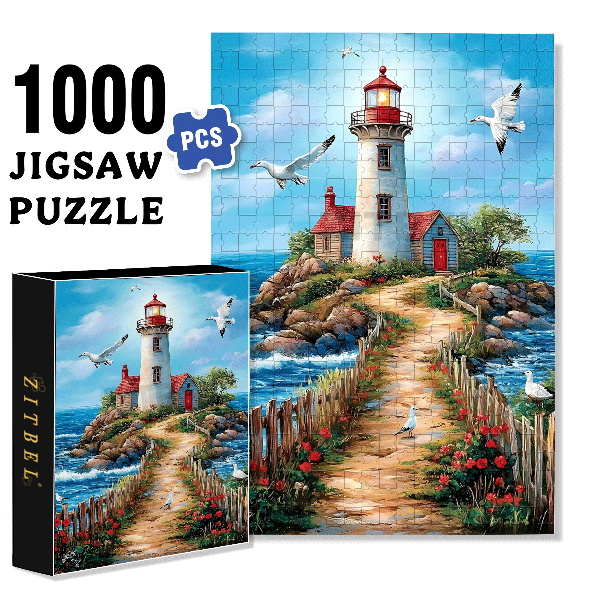 Lighthouse Watcher 500pcs/1000pcs Jigsaw Puzzle, Scratch-Resistant, Interactive Family Game & Brain-Boosting DIY Decor, Perfect for Halloween, Christmas & New Year Gifts, Family Puzzle Game
