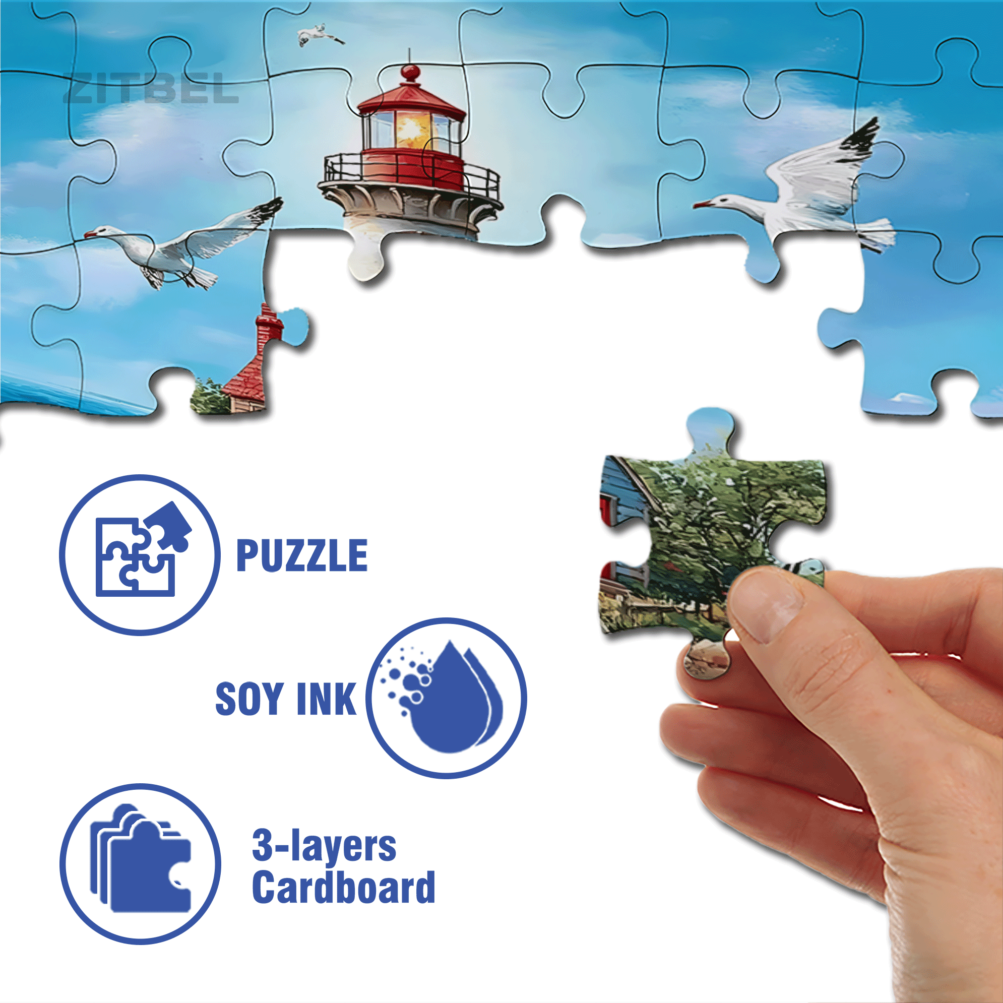 Lighthouse Watcher 500pcs/1000pcs Jigsaw Puzzle, Scratch-Resistant, Interactive Family Game & Brain-Boosting DIY Decor, Perfect for Halloween, Christmas & New Year Gifts, Family Puzzle Game