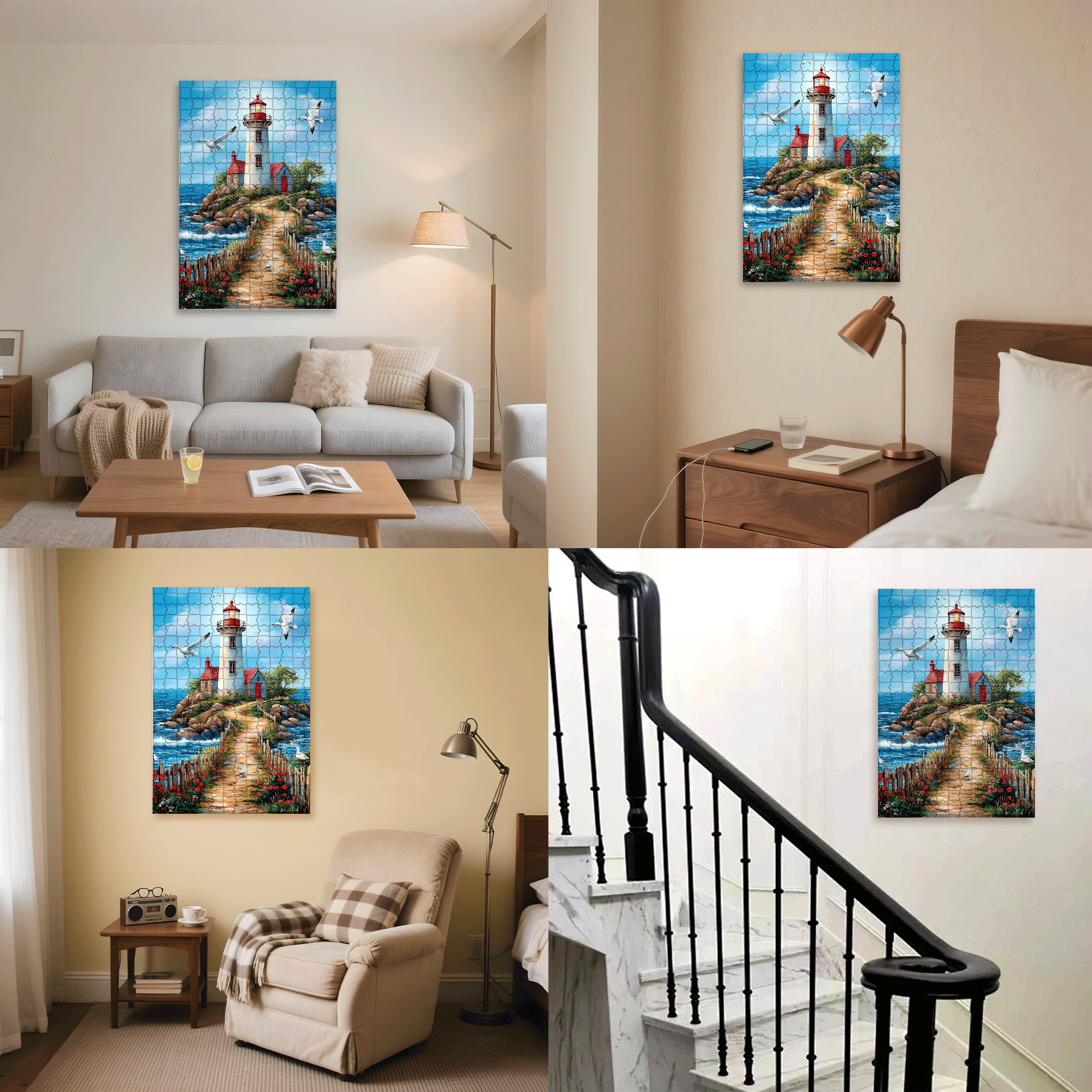 Lighthouse Watcher 500pcs/1000pcs Jigsaw Puzzle, Scratch-Resistant, Interactive Family Game & Brain-Boosting DIY Decor, Perfect for Halloween, Christmas & New Year Gifts, Family Puzzle Game