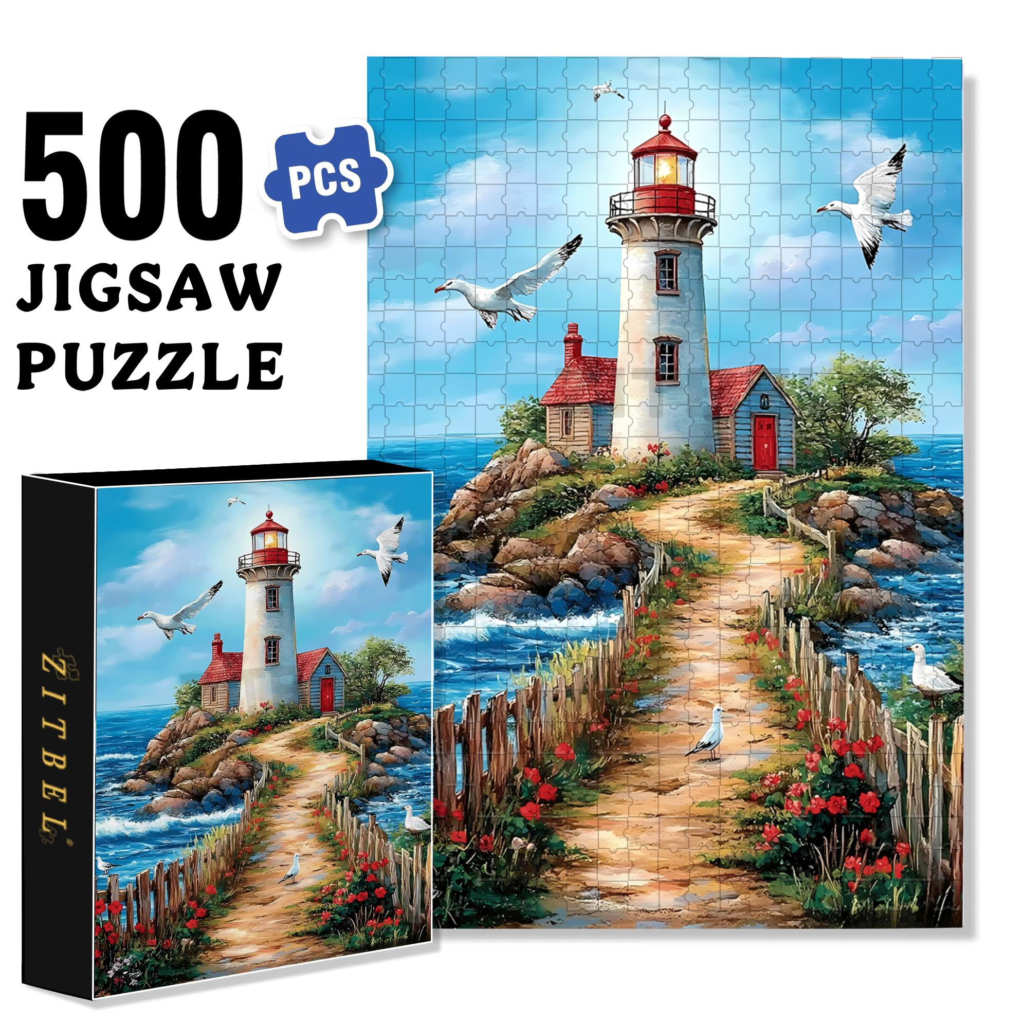 Lighthouse Watcher 500pcs/1000pcs Jigsaw Puzzle, Scratch-Resistant, Interactive Family Game & Brain-Boosting DIY Decor, Perfect for Halloween, Christmas & New Year Gifts, Family Puzzle Game