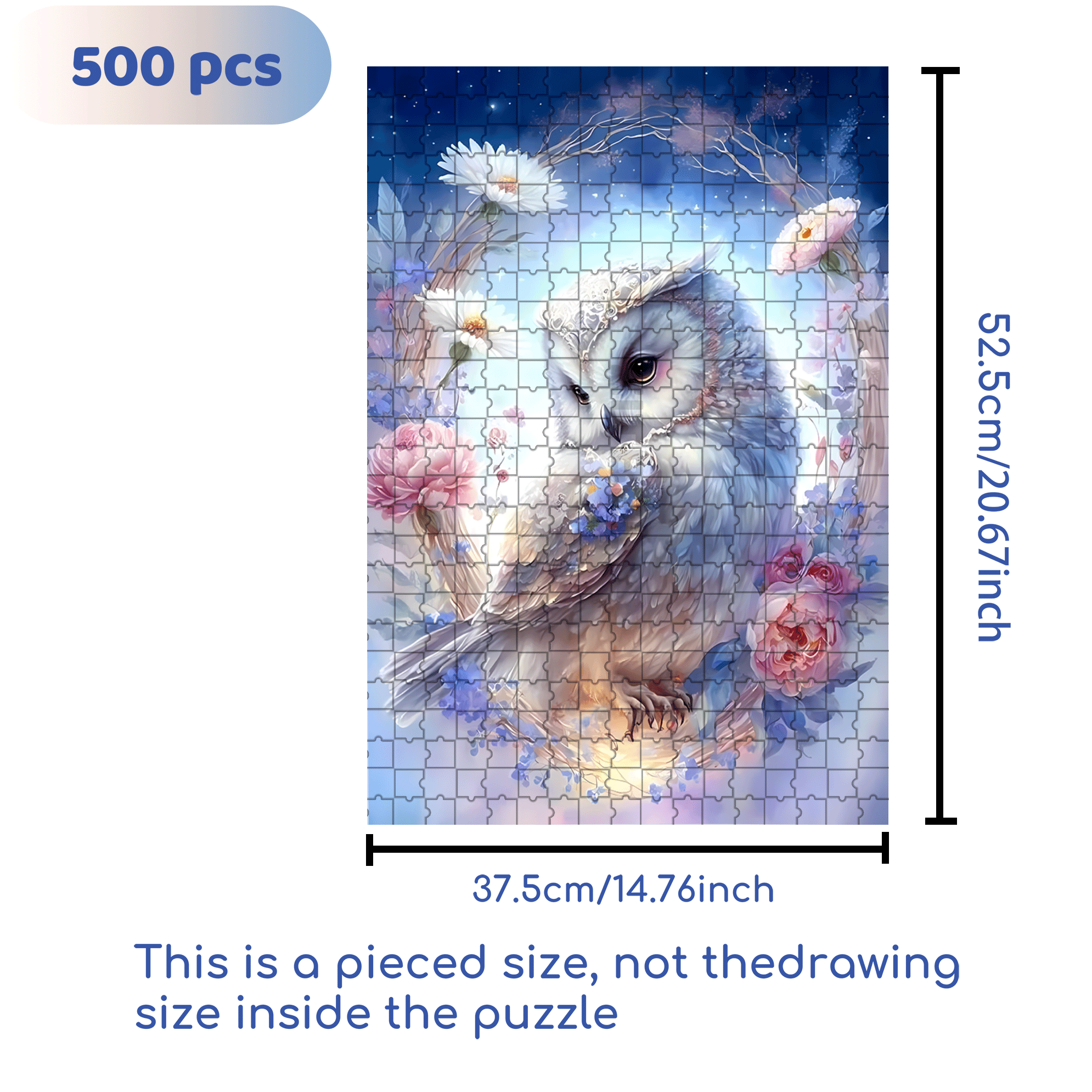 Moon Owl 500pcs/1000pcs Jigsaw Puzzle, Scratch-Resistant, Interactive Family Game & Brain-Boosting DIY Decor, Perfect for Halloween, Christmas & New Year Gifts, Family Puzzle Game