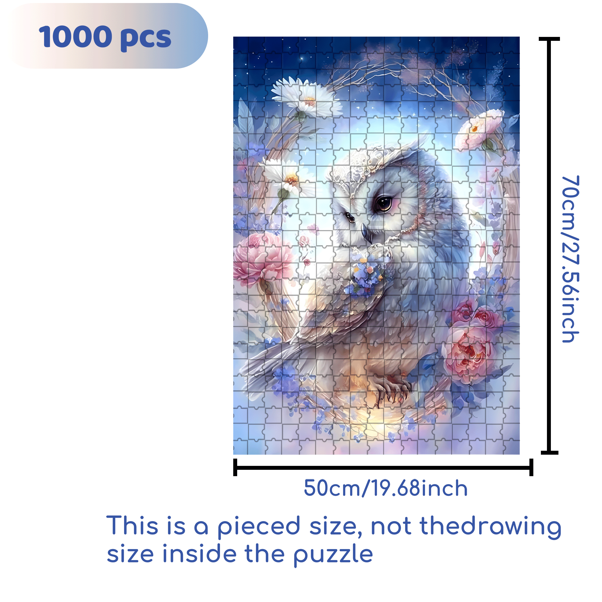 Moon Owl 500pcs/1000pcs Jigsaw Puzzle, Scratch-Resistant, Interactive Family Game & Brain-Boosting DIY Decor, Perfect for Halloween, Christmas & New Year Gifts, Family Puzzle Game