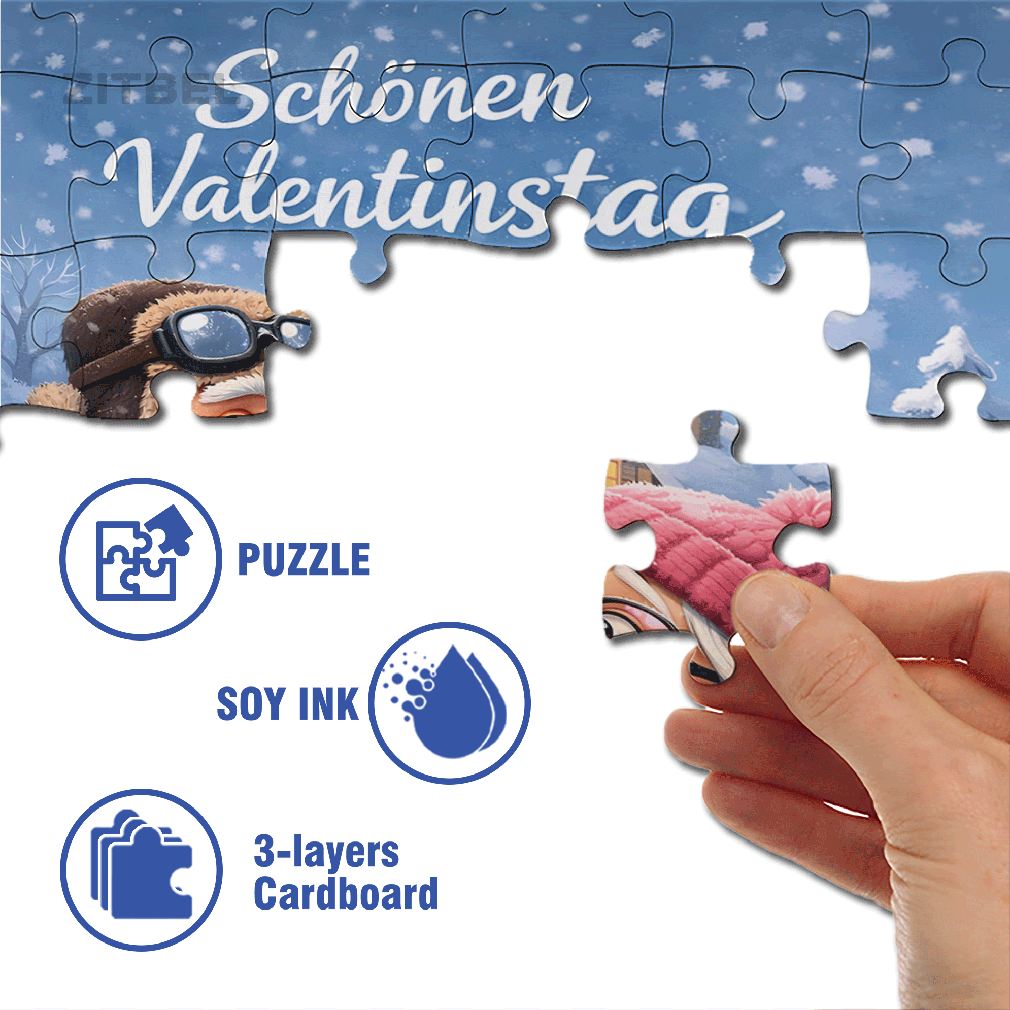 Romance In The Snow 500pcs/1000pcs Jigsaw Puzzle, Scratch-Resistant, Interactive Family Game & Brain-Boosting DIY Decor, Perfect for Halloween, Christmas & New Year Gifts, Family Puzzle Game