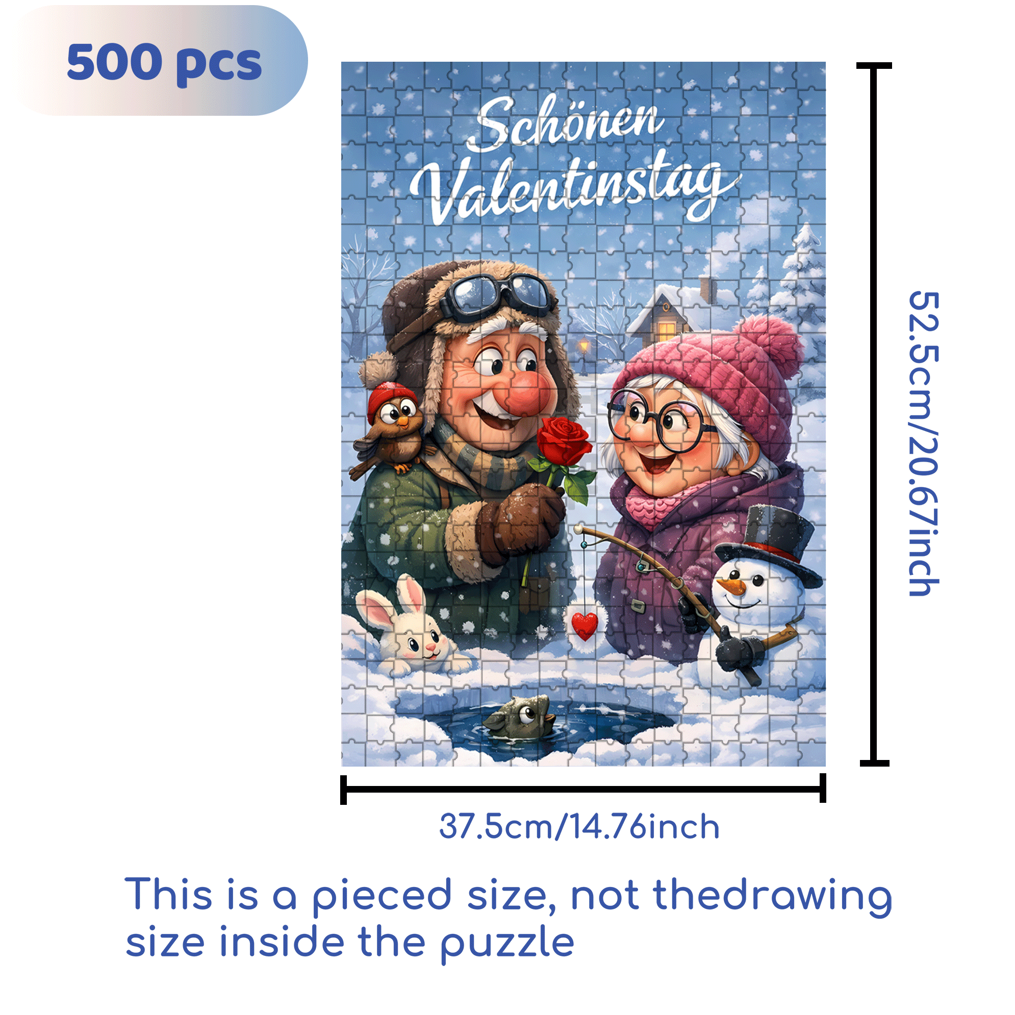 Romance In The Snow 500pcs/1000pcs Jigsaw Puzzle, Scratch-Resistant, Interactive Family Game & Brain-Boosting DIY Decor, Perfect for Halloween, Christmas & New Year Gifts, Family Puzzle Game