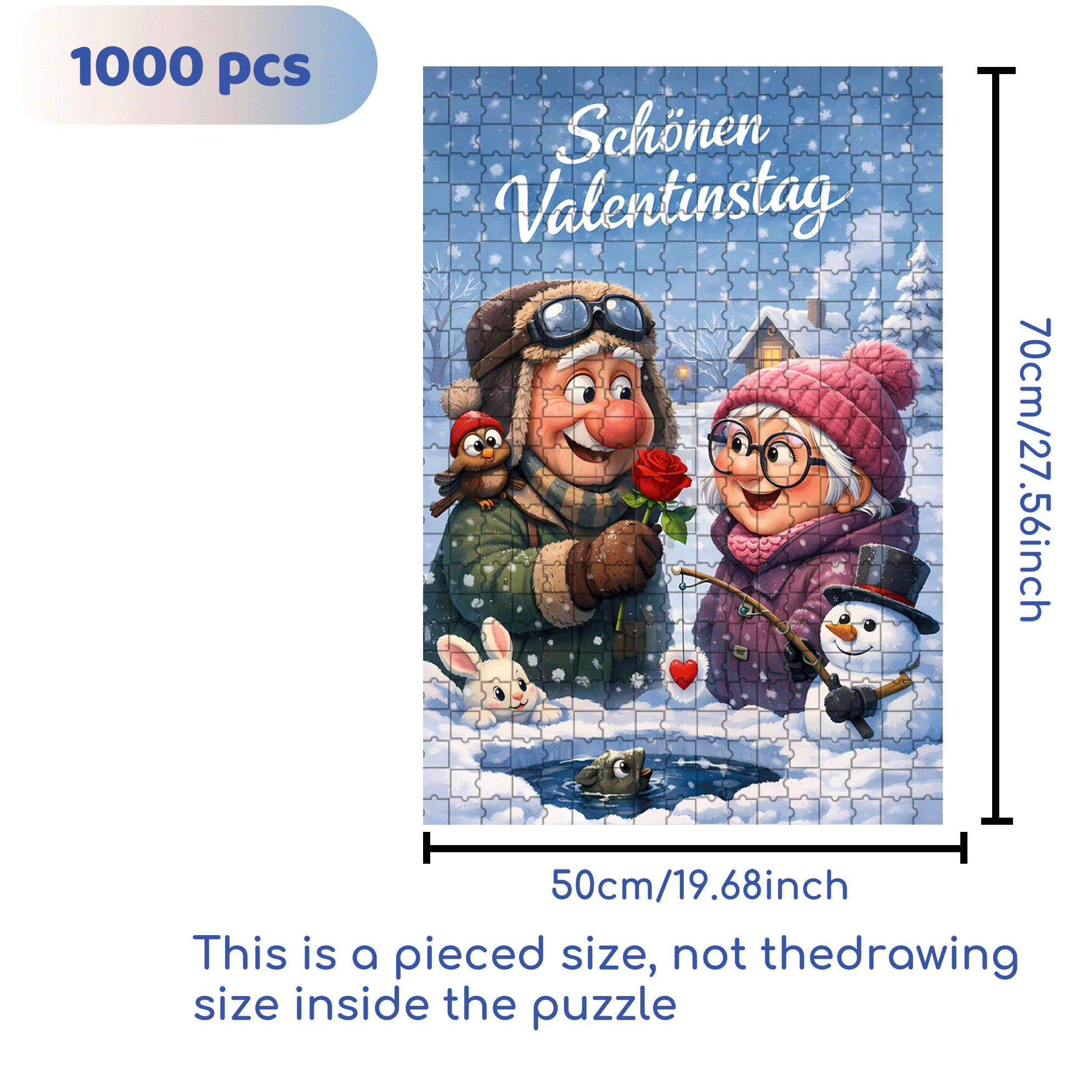 Romance In The Snow 500pcs/1000pcs Jigsaw Puzzle, Scratch-Resistant, Interactive Family Game & Brain-Boosting DIY Decor, Perfect for Halloween, Christmas & New Year Gifts, Family Puzzle Game