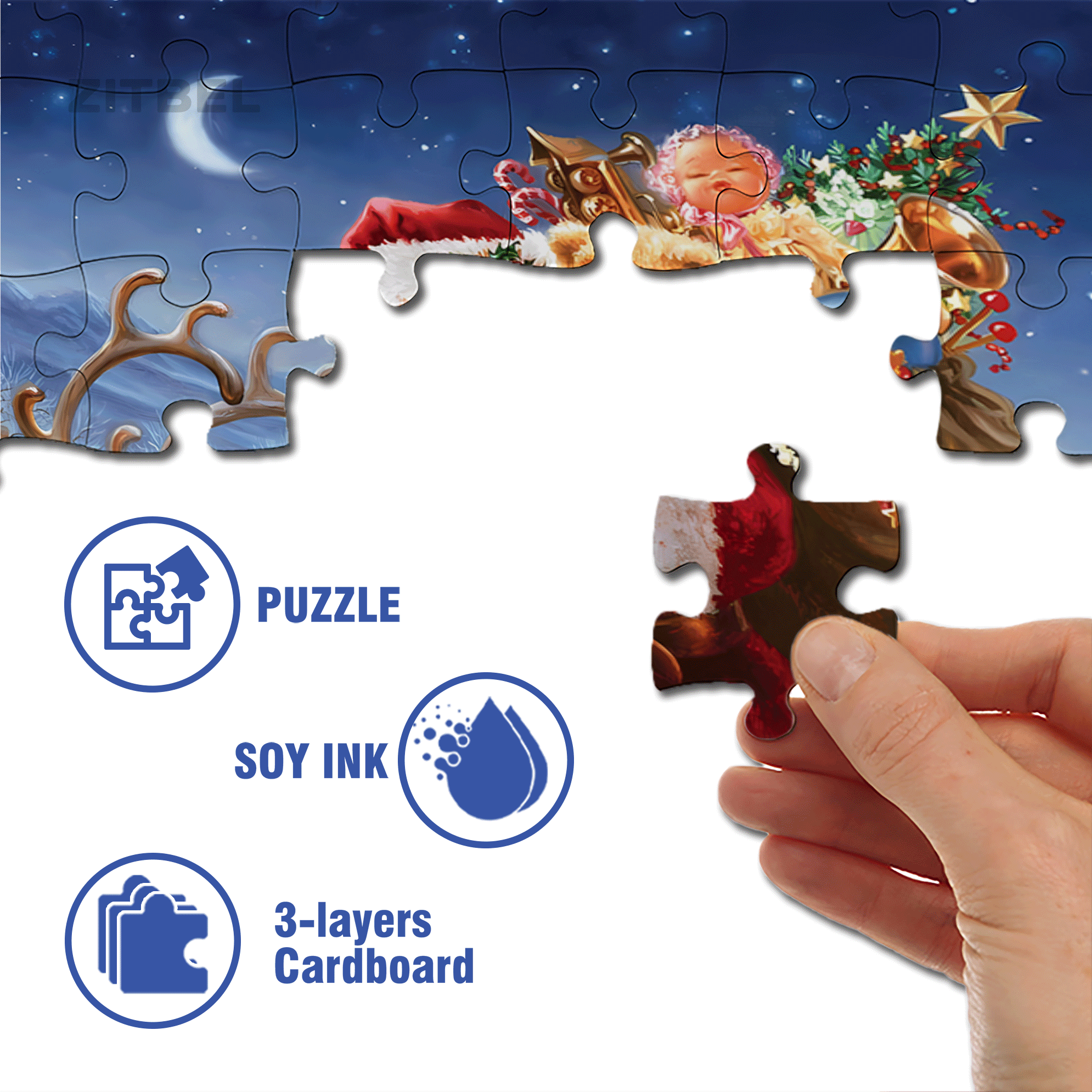 Sending Blessings On A Snowy Night 500pcs/1000pcs Jigsaw Puzzle, Scratch-Resistant, Interactive Family Game & Brain-Boosting DIY Decor, Perfect for Halloween, Christmas & New Year Gifts, Family Puzzle Game