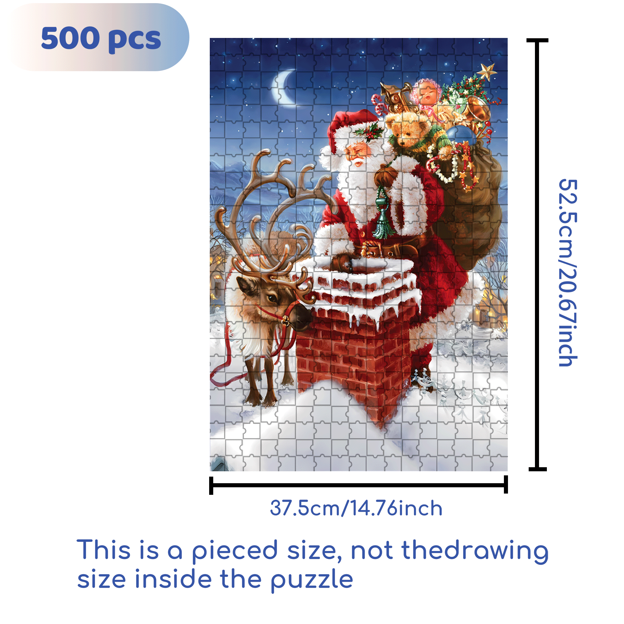 Sending Blessings On A Snowy Night 500pcs/1000pcs Jigsaw Puzzle, Scratch-Resistant, Interactive Family Game & Brain-Boosting DIY Decor, Perfect for Halloween, Christmas & New Year Gifts, Family Puzzle Game