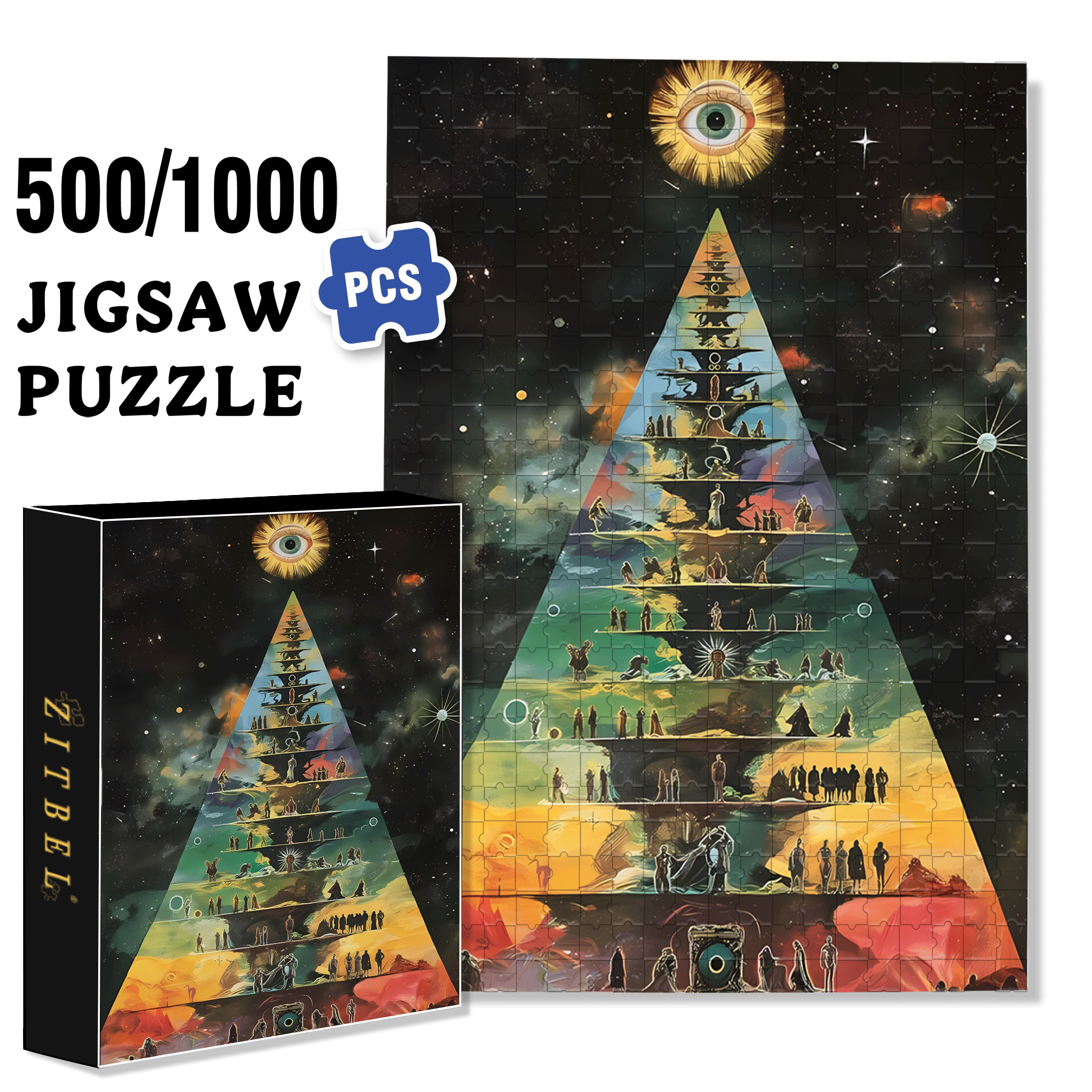 Spiritual Hierarchy Pyramid 500pcs/1000pcs Jigsaw Puzzle, Scratch-Resistant, Interactive Family Game & Brain-Boosting DIY Decor, Perfect for Halloween, Christmas & New Year Gifts, Family Puzzle Game