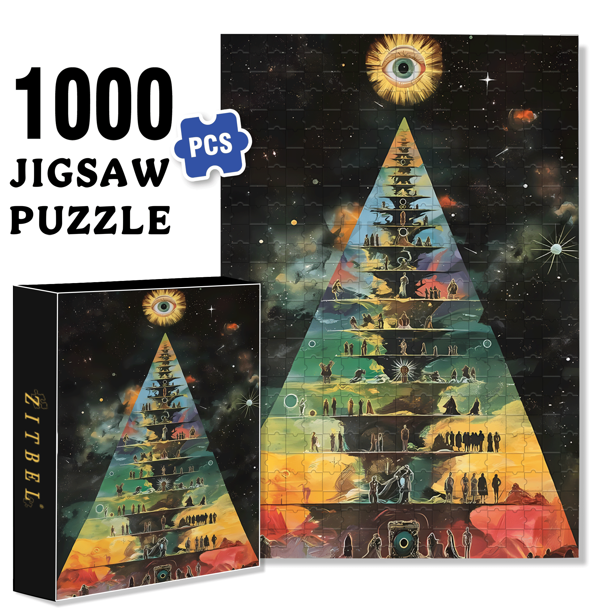 Spiritual Hierarchy Pyramid 500pcs/1000pcs Jigsaw Puzzle, Scratch-Resistant, Interactive Family Game & Brain-Boosting DIY Decor, Perfect for Halloween, Christmas & New Year Gifts, Family Puzzle Game