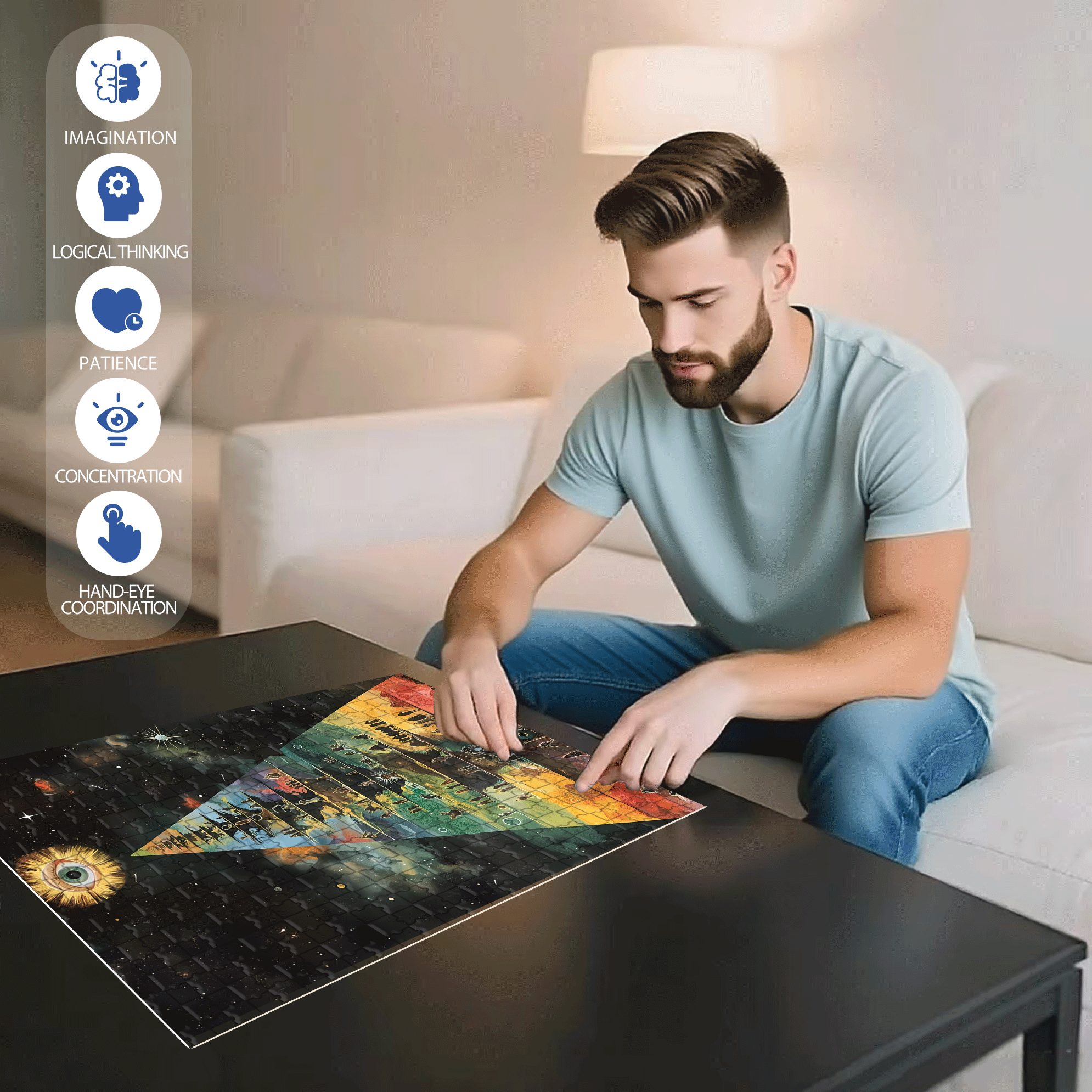 Spiritual Hierarchy Pyramid 500pcs/1000pcs Jigsaw Puzzle, Scratch-Resistant, Interactive Family Game & Brain-Boosting DIY Decor, Perfect for Halloween, Christmas & New Year Gifts, Family Puzzle Game