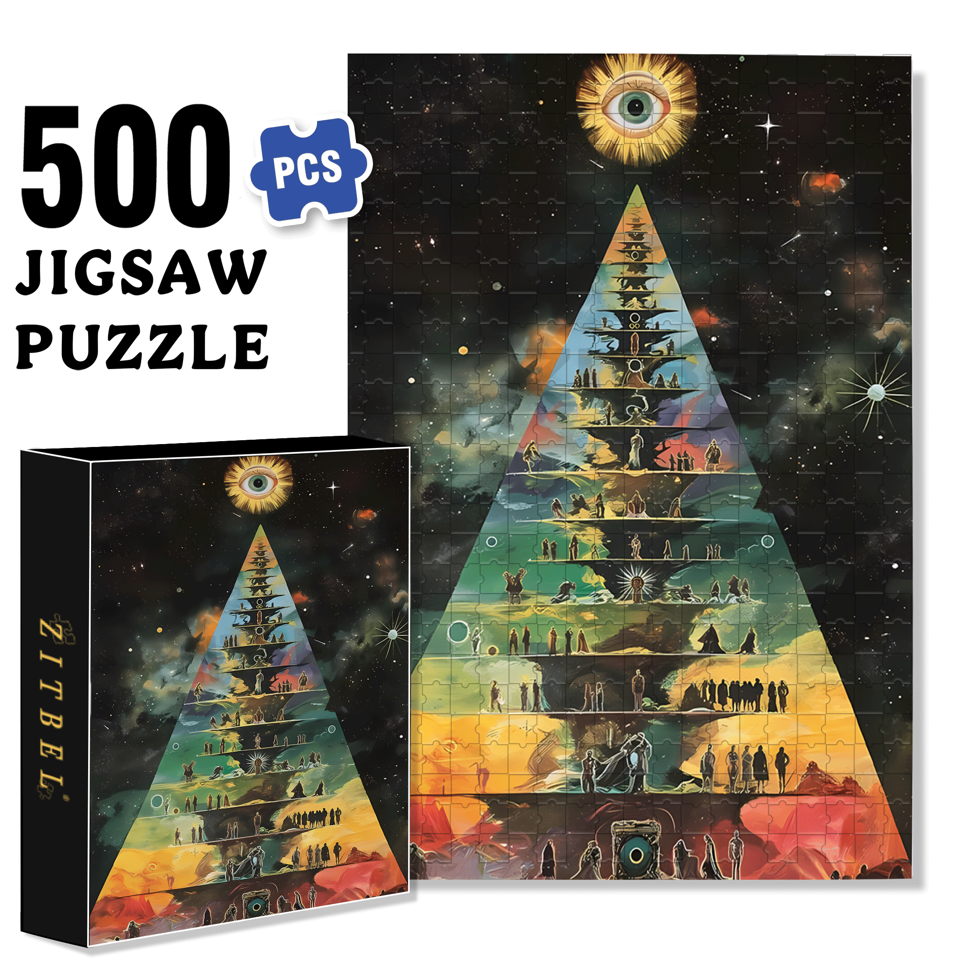 Spiritual Hierarchy Pyramid 500pcs/1000pcs Jigsaw Puzzle, Scratch-Resistant, Interactive Family Game & Brain-Boosting DIY Decor, Perfect for Halloween, Christmas & New Year Gifts, Family Puzzle Game