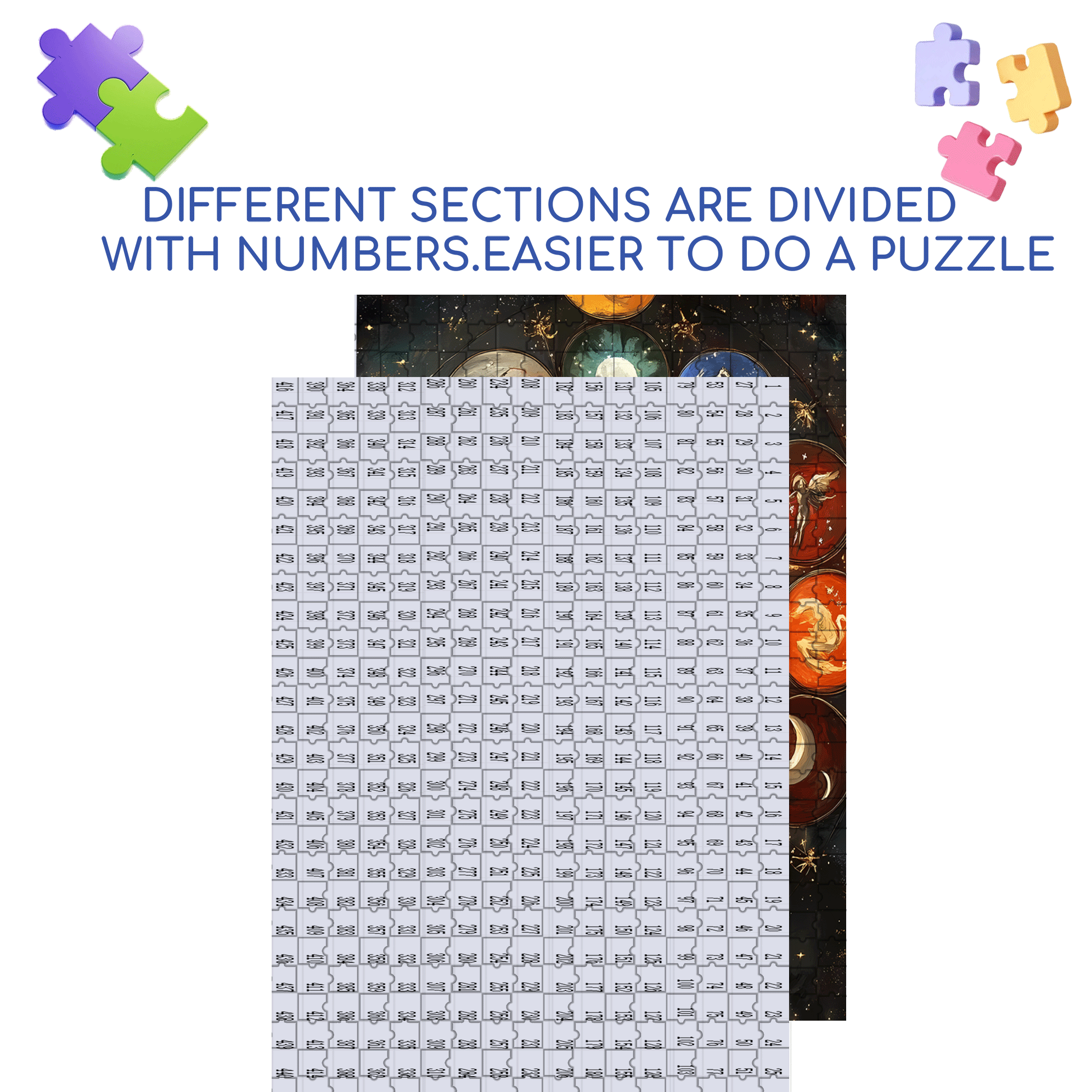 Starry Night Oracle Wheel 500pcs/1000pcs Jigsaw Puzzle, Scratch-Resistant, Interactive Family Game & Brain-Boosting DIY Decor, Perfect for Halloween, Christmas & New Year Gifts, Family Puzzle Game