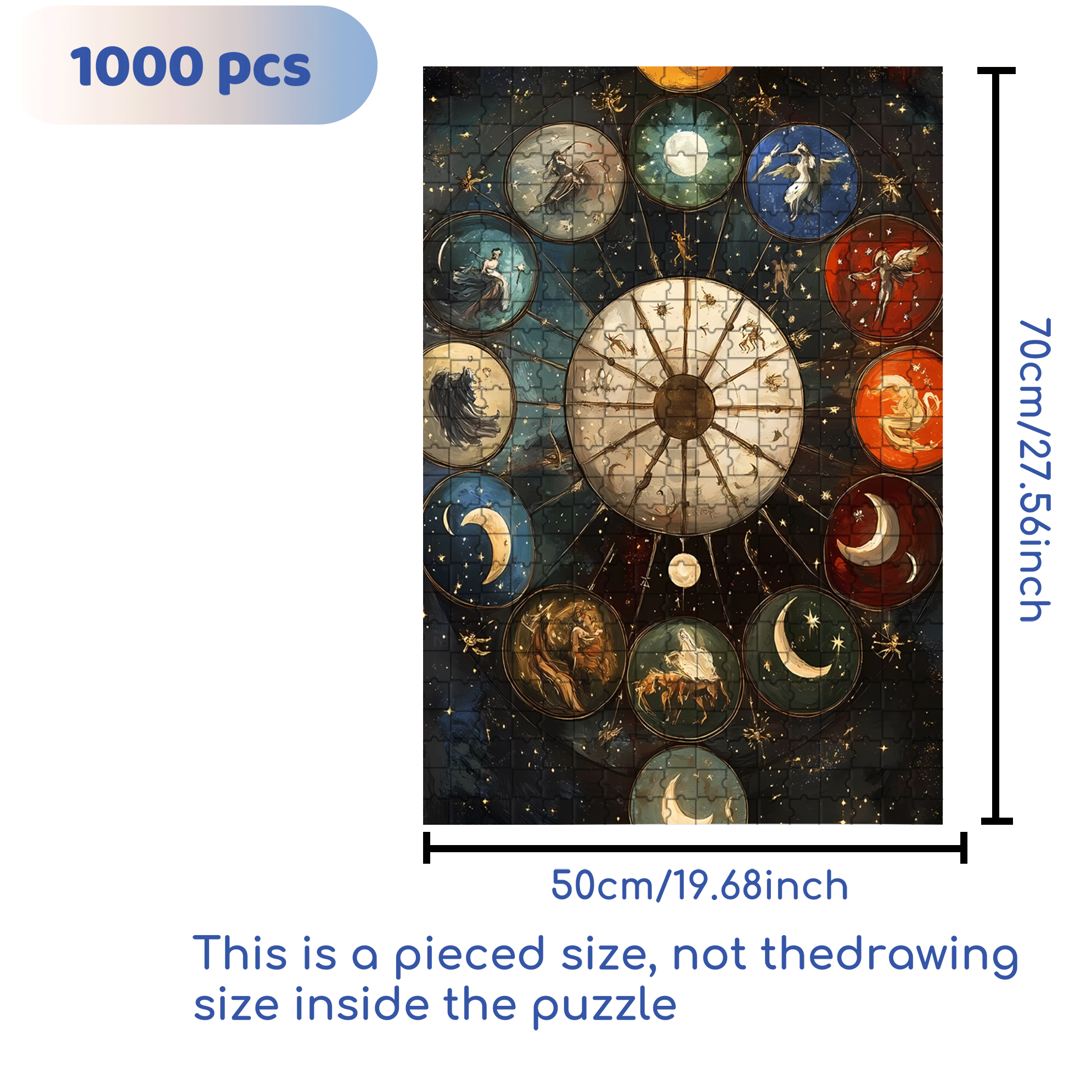 Starry Night Oracle Wheel 500pcs/1000pcs Jigsaw Puzzle, Scratch-Resistant, Interactive Family Game & Brain-Boosting DIY Decor, Perfect for Halloween, Christmas & New Year Gifts, Family Puzzle Game