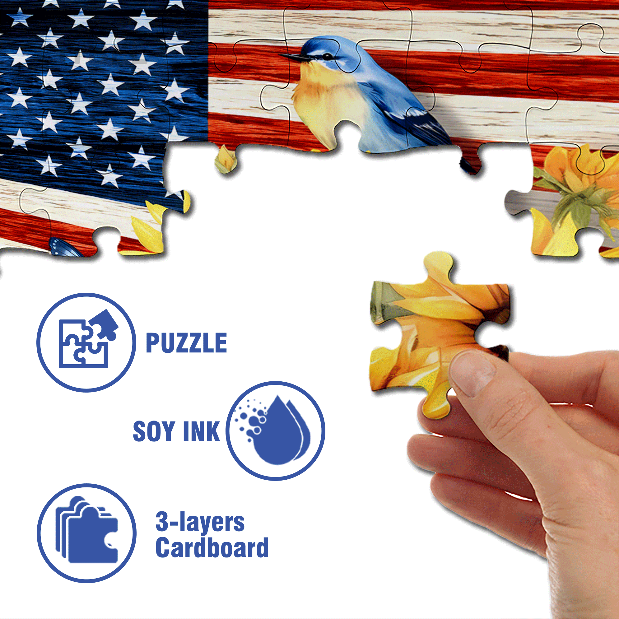 Stars and Stripes 500pcs/1000pcs Jigsaw Puzzle, Scratch-Resistant, Interactive Family Game & Brain-Boosting DIY Decor, Perfect for Halloween, Christmas & New Year Gifts, Family Puzzle Game