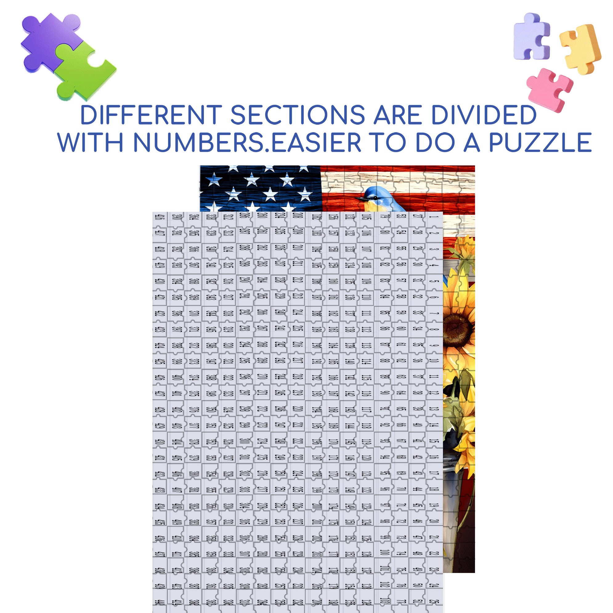 Stars and Stripes 500pcs/1000pcs Jigsaw Puzzle, Scratch-Resistant, Interactive Family Game & Brain-Boosting DIY Decor, Perfect for Halloween, Christmas & New Year Gifts, Family Puzzle Game