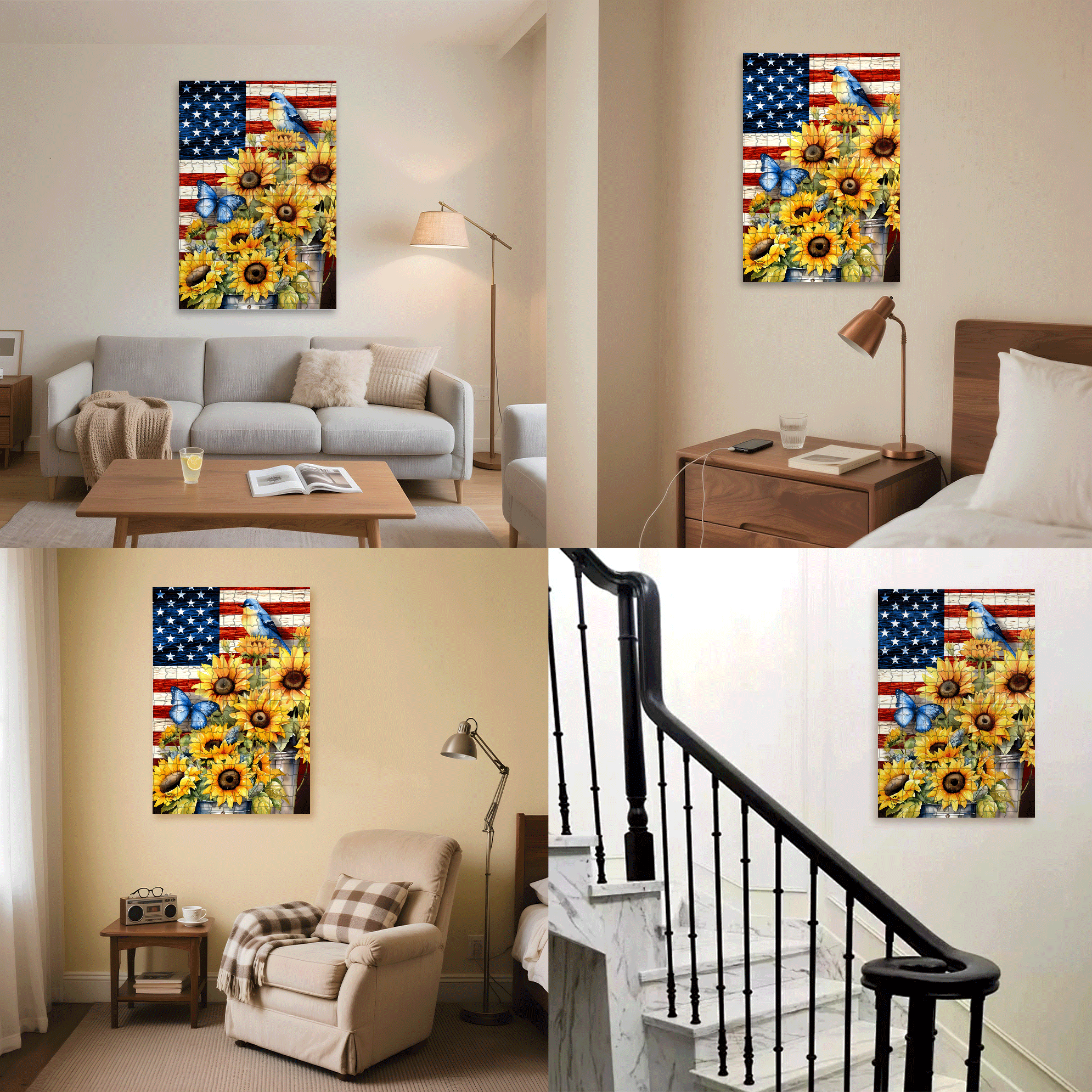 Stars and Stripes 500pcs/1000pcs Jigsaw Puzzle, Scratch-Resistant, Interactive Family Game & Brain-Boosting DIY Decor, Perfect for Halloween, Christmas & New Year Gifts, Family Puzzle Game