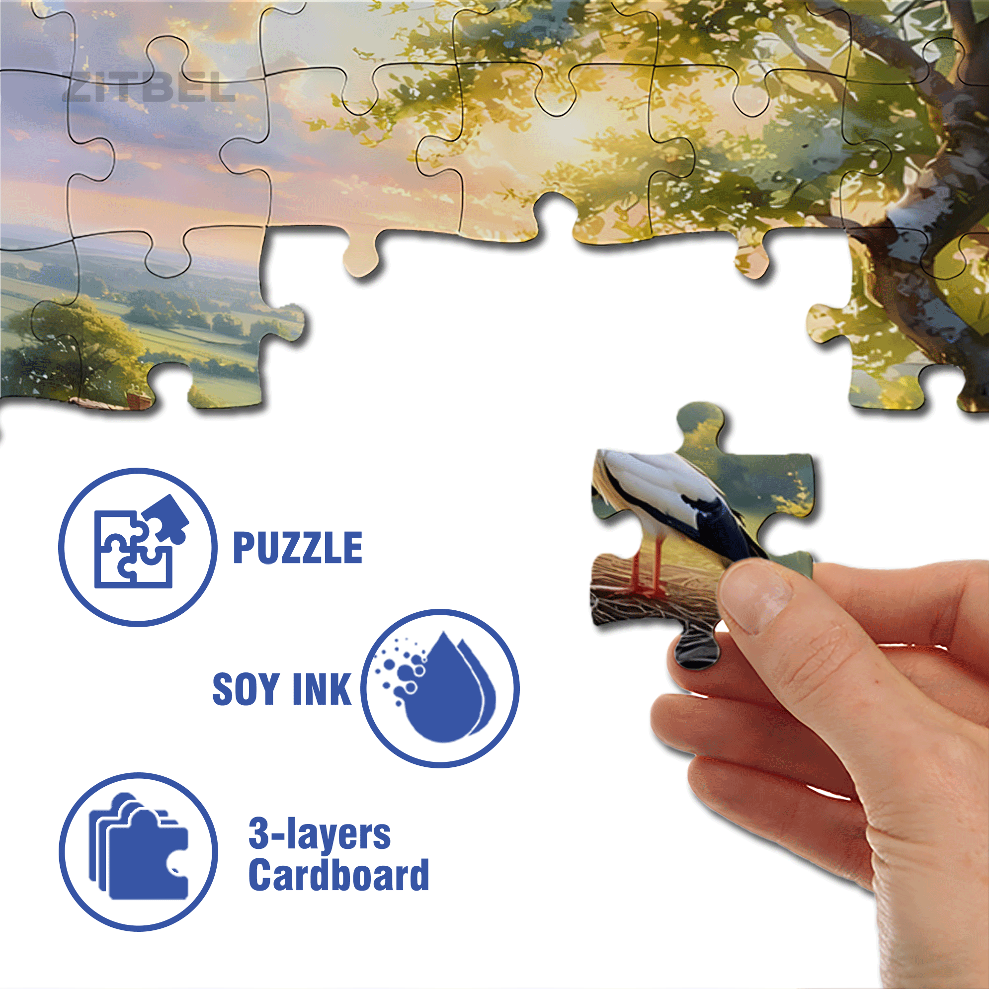 Stork Nests In The Morning Light 500pcs/1000pcs Jigsaw Puzzle, Scratch-Resistant, Interactive Family Game & Brain-Boosting DIY Decor, Perfect for Halloween, Christmas & New Year Gifts, Family Puzzle Game