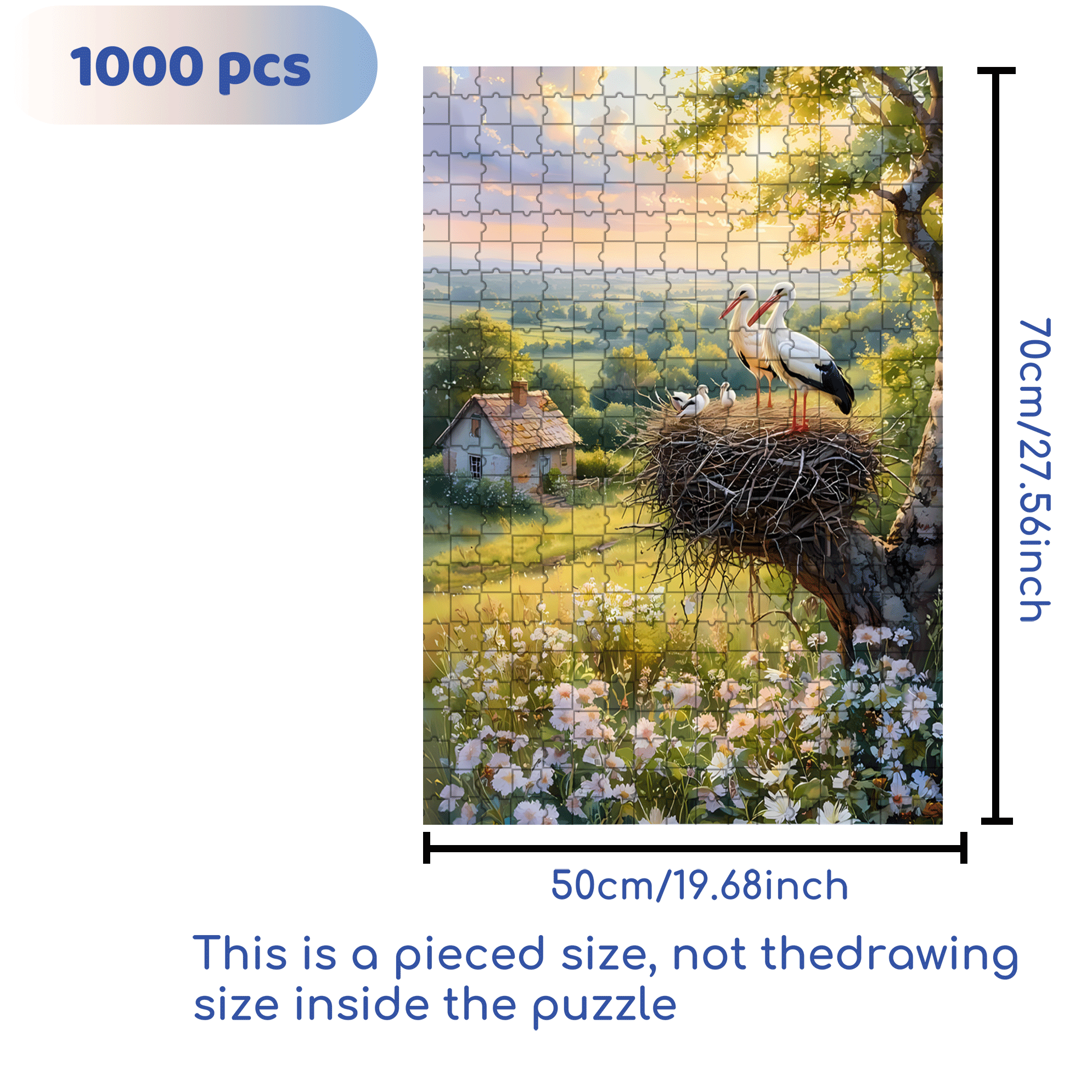 Stork Nests In The Morning Light 500pcs/1000pcs Jigsaw Puzzle, Scratch-Resistant, Interactive Family Game & Brain-Boosting DIY Decor, Perfect for Halloween, Christmas & New Year Gifts, Family Puzzle Game