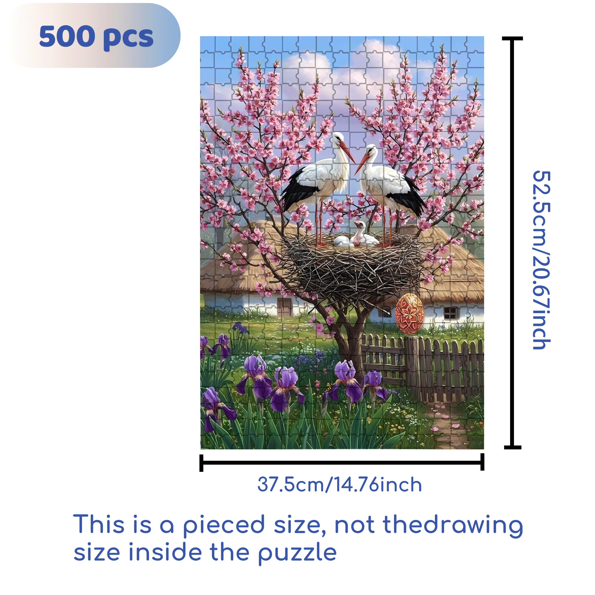 Stork Nests Return In Spring 500pcs/1000pcs Jigsaw Puzzle, Scratch-Resistant, Interactive Family Game & Brain-Boosting DIY Decor, Perfect for Halloween, Christmas & New Year Gifts, Family Puzzle Game