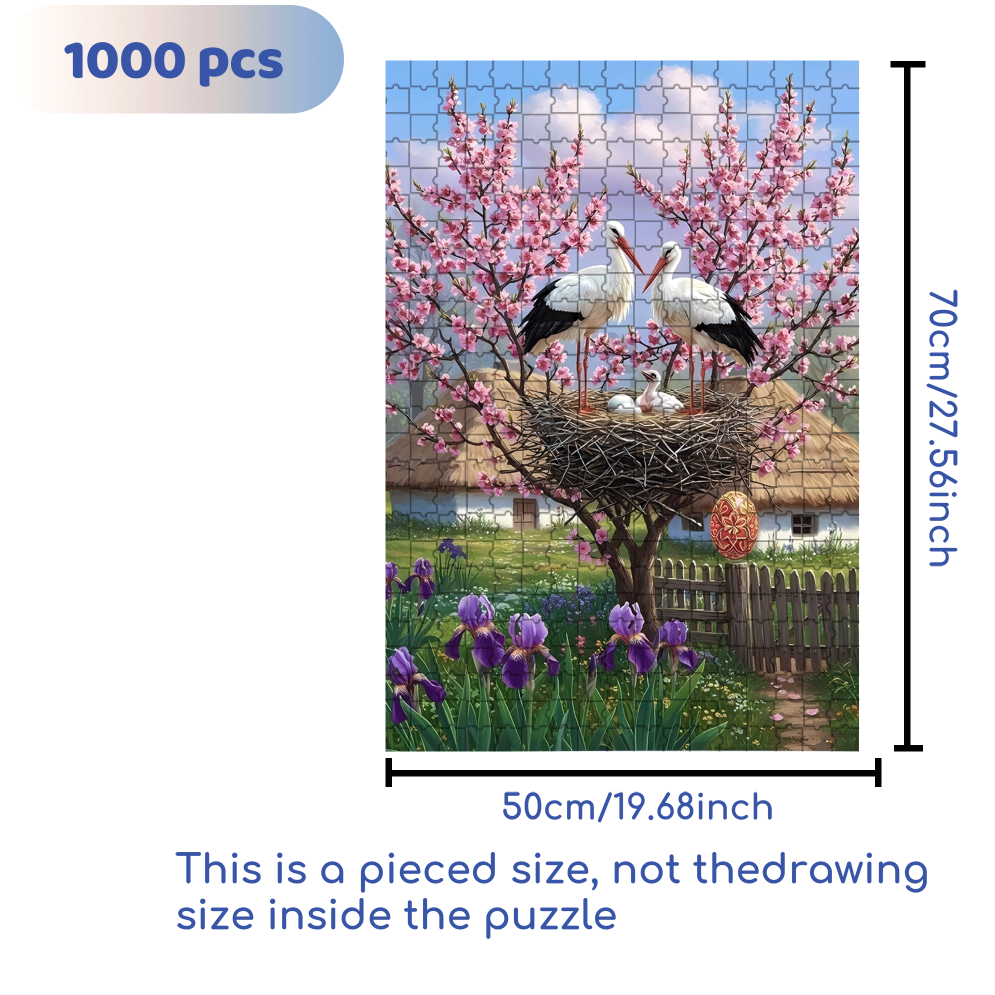 Stork Nests Return In Spring 500pcs/1000pcs Jigsaw Puzzle, Scratch-Resistant, Interactive Family Game & Brain-Boosting DIY Decor, Perfect for Halloween, Christmas & New Year Gifts, Family Puzzle Game