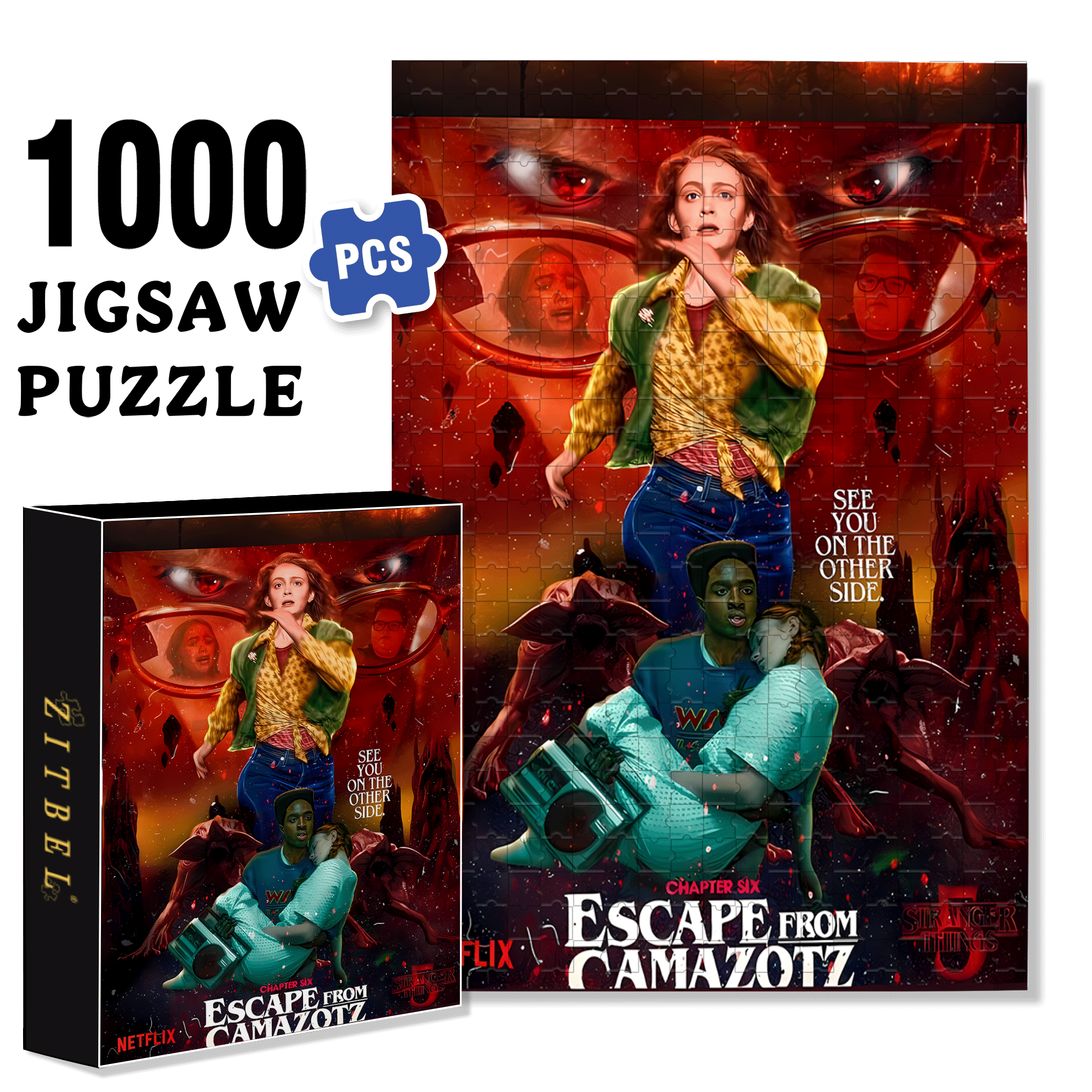 Stranger Things 5 500pcs/1000pcs Jigsaw Puzzle, Scratch-Resistant, Interactive Family Game & Brain-Boosting DIY Decor, Perfect for Halloween, Christmas & New Year Gifts, Family Puzzle Game