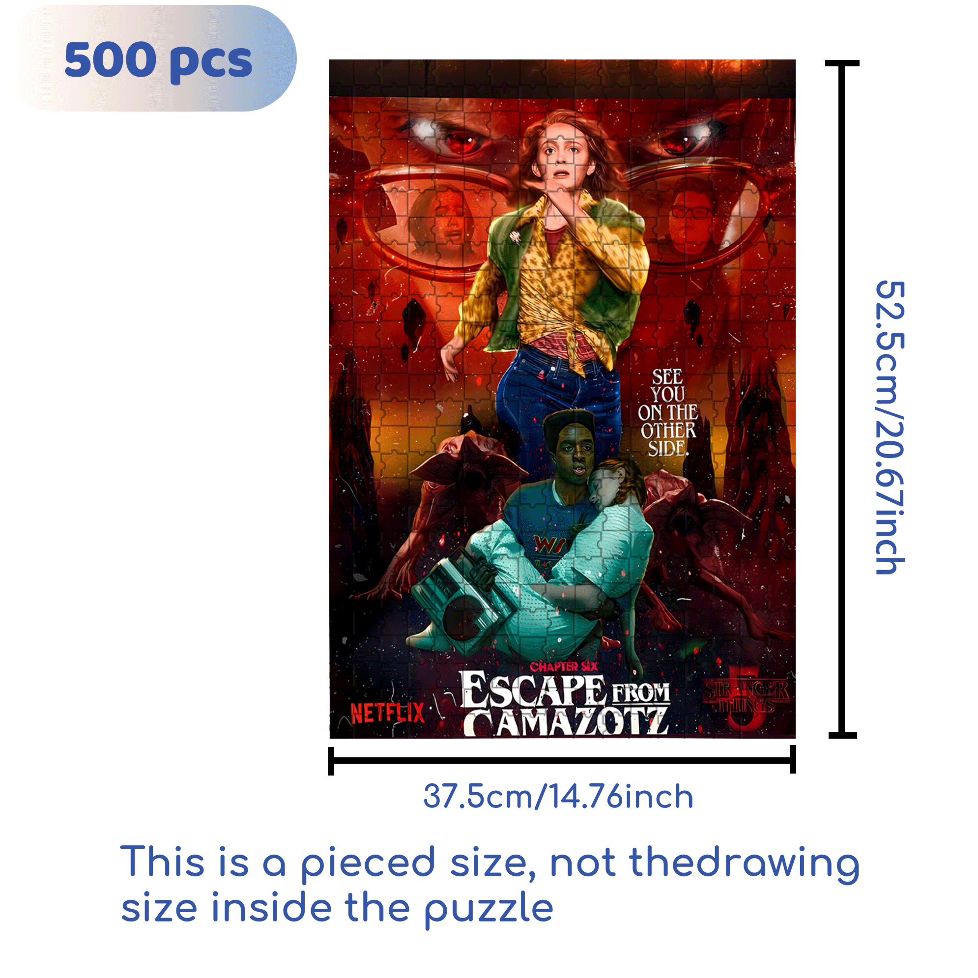 Stranger Things 5 500pcs/1000pcs Jigsaw Puzzle, Scratch-Resistant, Interactive Family Game & Brain-Boosting DIY Decor, Perfect for Halloween, Christmas & New Year Gifts, Family Puzzle Game