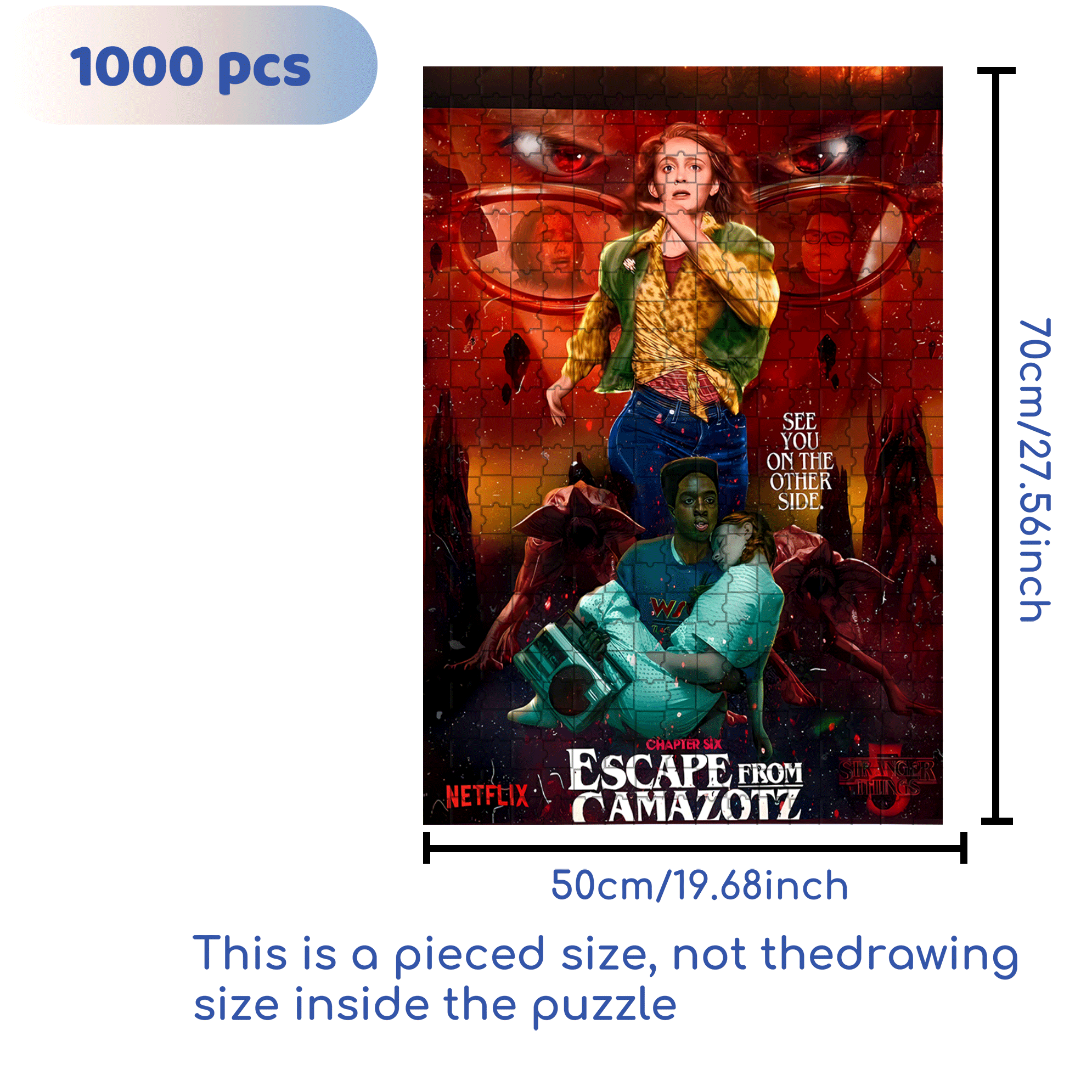 Stranger Things 5 500pcs/1000pcs Jigsaw Puzzle, Scratch-Resistant, Interactive Family Game & Brain-Boosting DIY Decor, Perfect for Halloween, Christmas & New Year Gifts, Family Puzzle Game