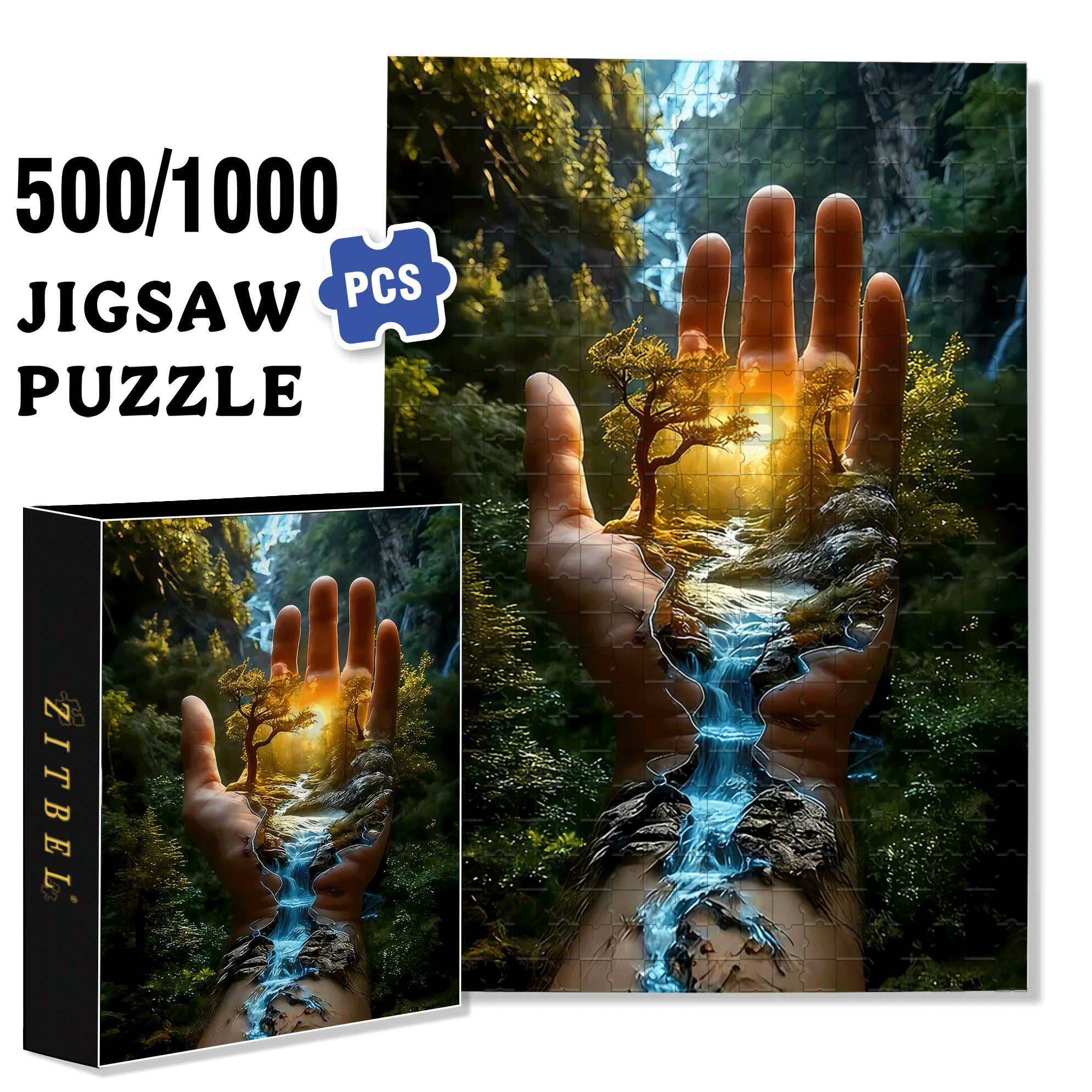 Streams, And Sunlight 500pcs/1000pcs Jigsaw Puzzle, Scratch-Resistant, Interactive Family Game & Brain-Boosting DIY Decor, Perfect for Halloween, Christmas & New Year Gifts, Family Puzzle Game