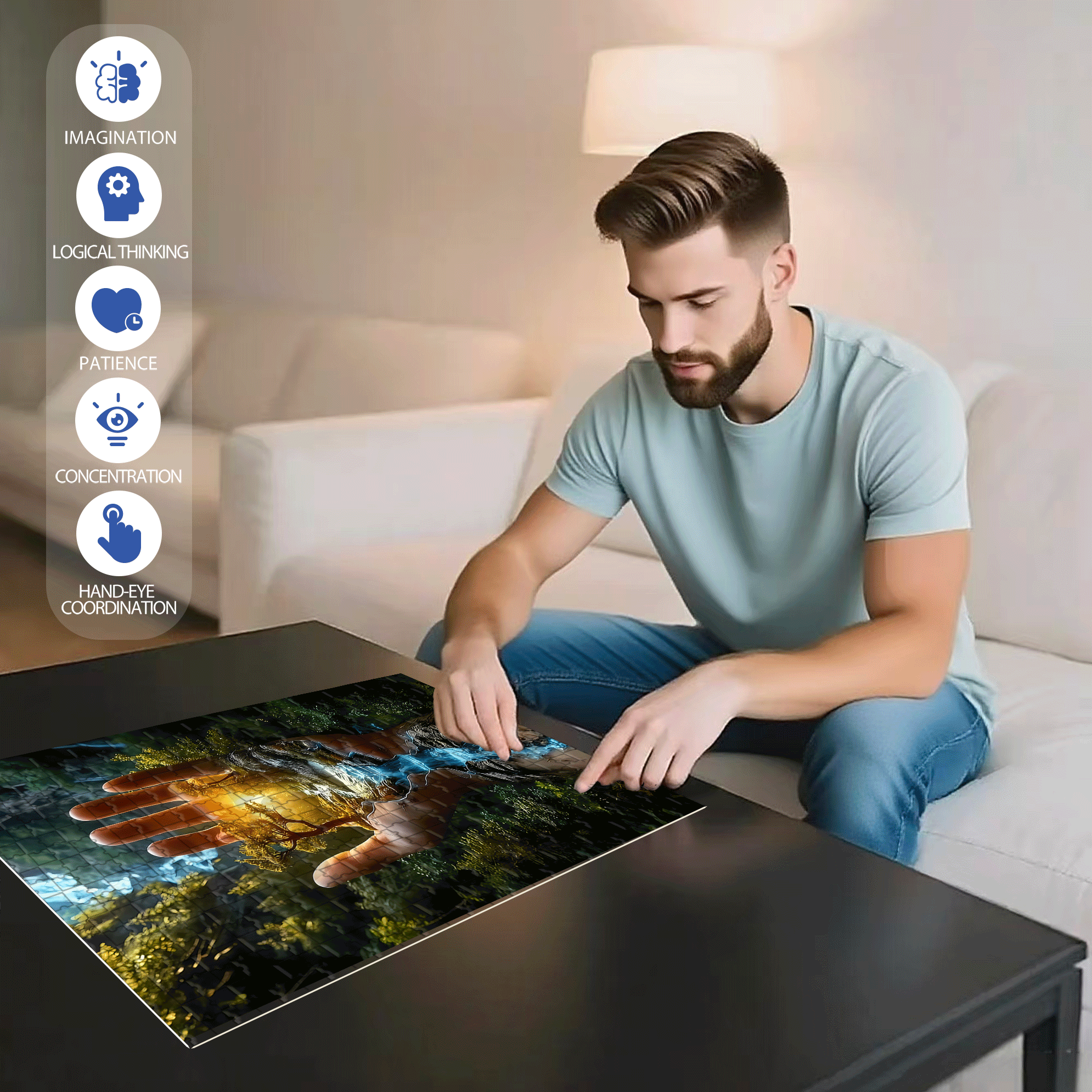 Streams, And Sunlight 500pcs/1000pcs Jigsaw Puzzle, Scratch-Resistant, Interactive Family Game & Brain-Boosting DIY Decor, Perfect for Halloween, Christmas & New Year Gifts, Family Puzzle Game