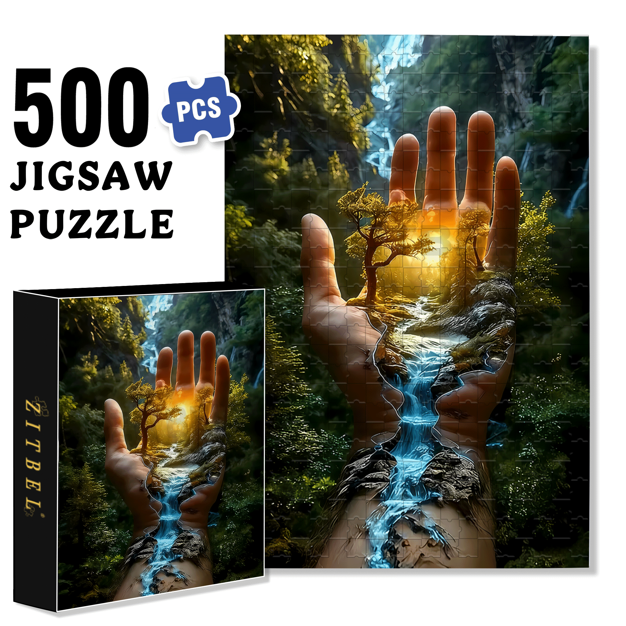 Streams, And Sunlight 500pcs/1000pcs Jigsaw Puzzle, Scratch-Resistant, Interactive Family Game & Brain-Boosting DIY Decor, Perfect for Halloween, Christmas & New Year Gifts, Family Puzzle Game