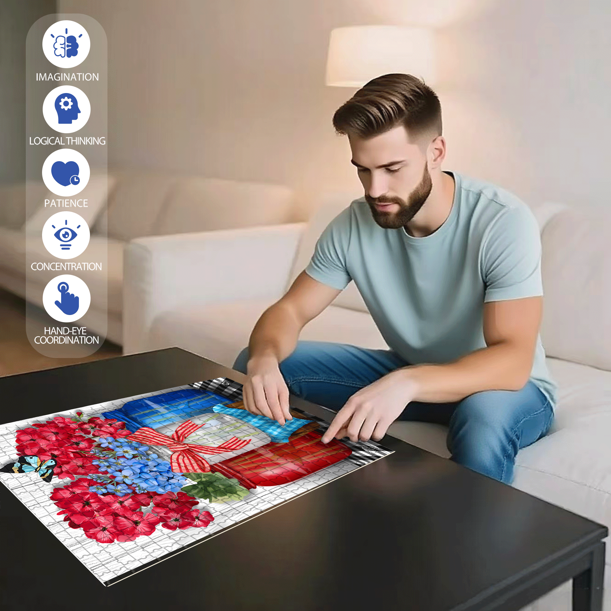 Summer Poems 500pcs/1000pcs Jigsaw Puzzle, Scratch-Resistant, Interactive Family Game & Brain-Boosting DIY Decor, Perfect for Halloween, Christmas & New Year Gifts, Family Puzzle Game