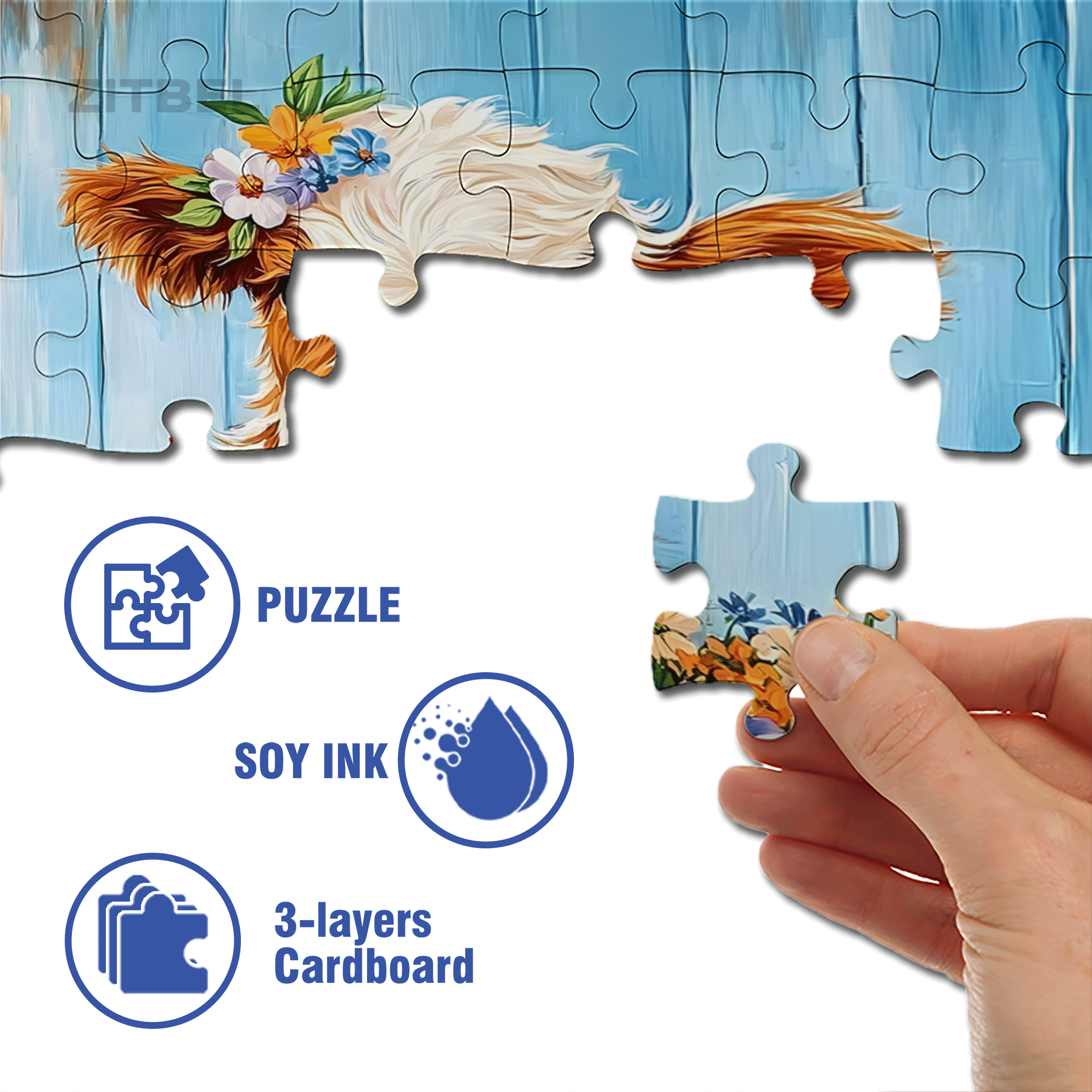 The Little Cow Wearing A Garland 500pcs/1000pcs Jigsaw Puzzle, Scratch-Resistant, Interactive Family Game & Brain-Boosting DIY Decor, Perfect for Halloween, Christmas & New Year Gifts, Family Puzzle Game