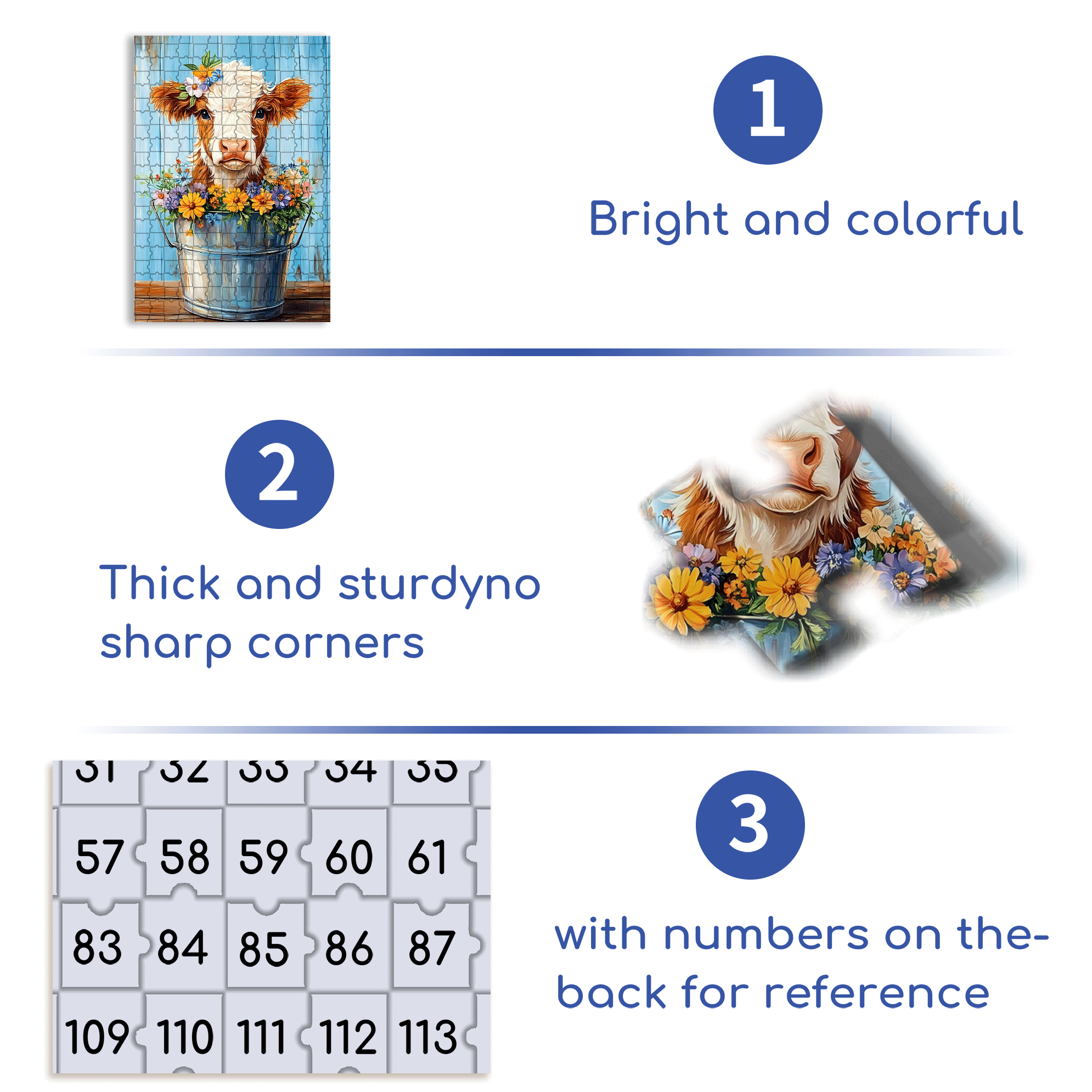 The Little Cow Wearing A Garland 500pcs/1000pcs Jigsaw Puzzle, Scratch-Resistant, Interactive Family Game & Brain-Boosting DIY Decor, Perfect for Halloween, Christmas & New Year Gifts, Family Puzzle Game