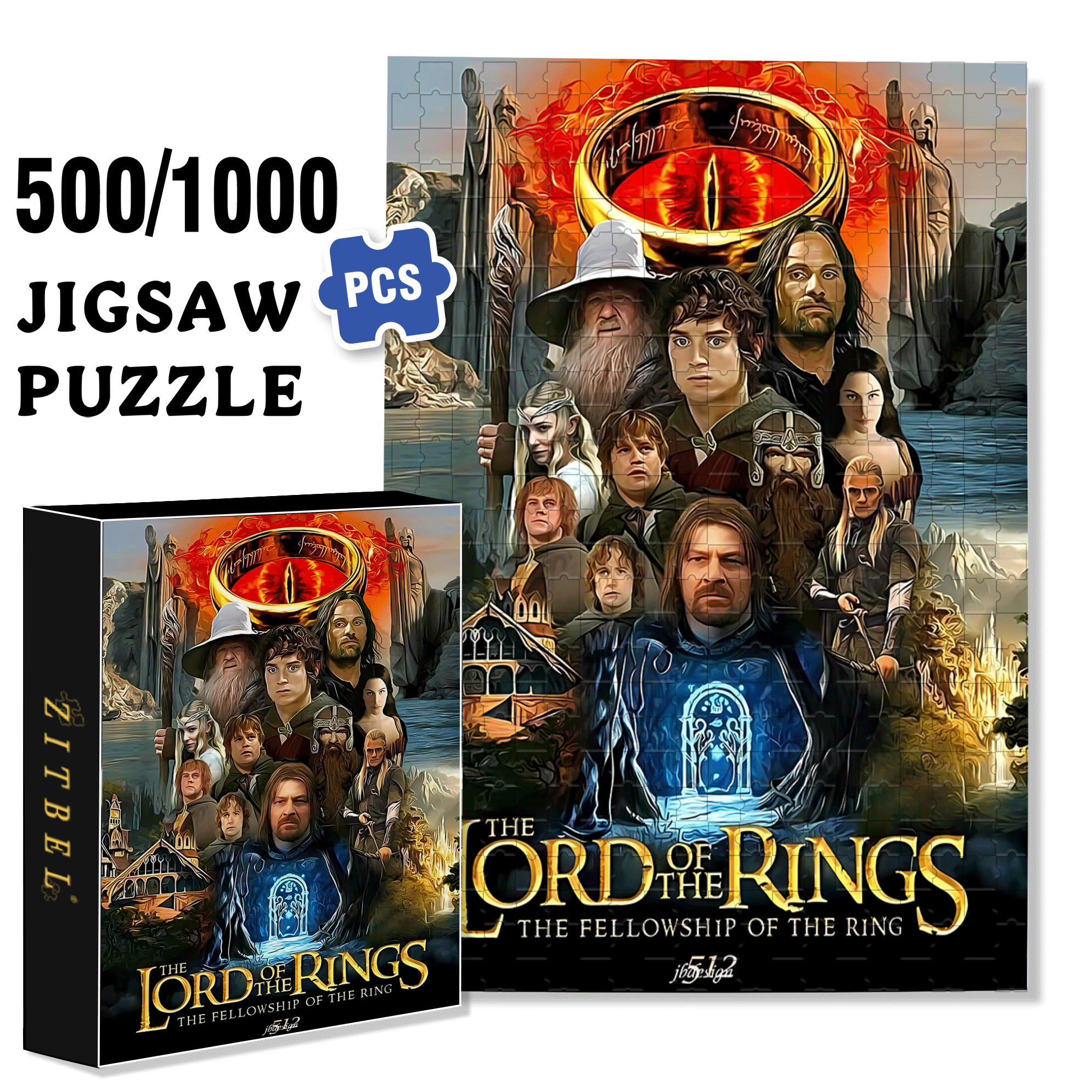 The Lord Of The Rings 500pcs/1000pcs Jigsaw Puzzle, Scratch-Resistant, Interactive Family Game & Brain-Boosting DIY Decor, Perfect for Halloween, Christmas & New Year Gifts, Family Puzzle Game