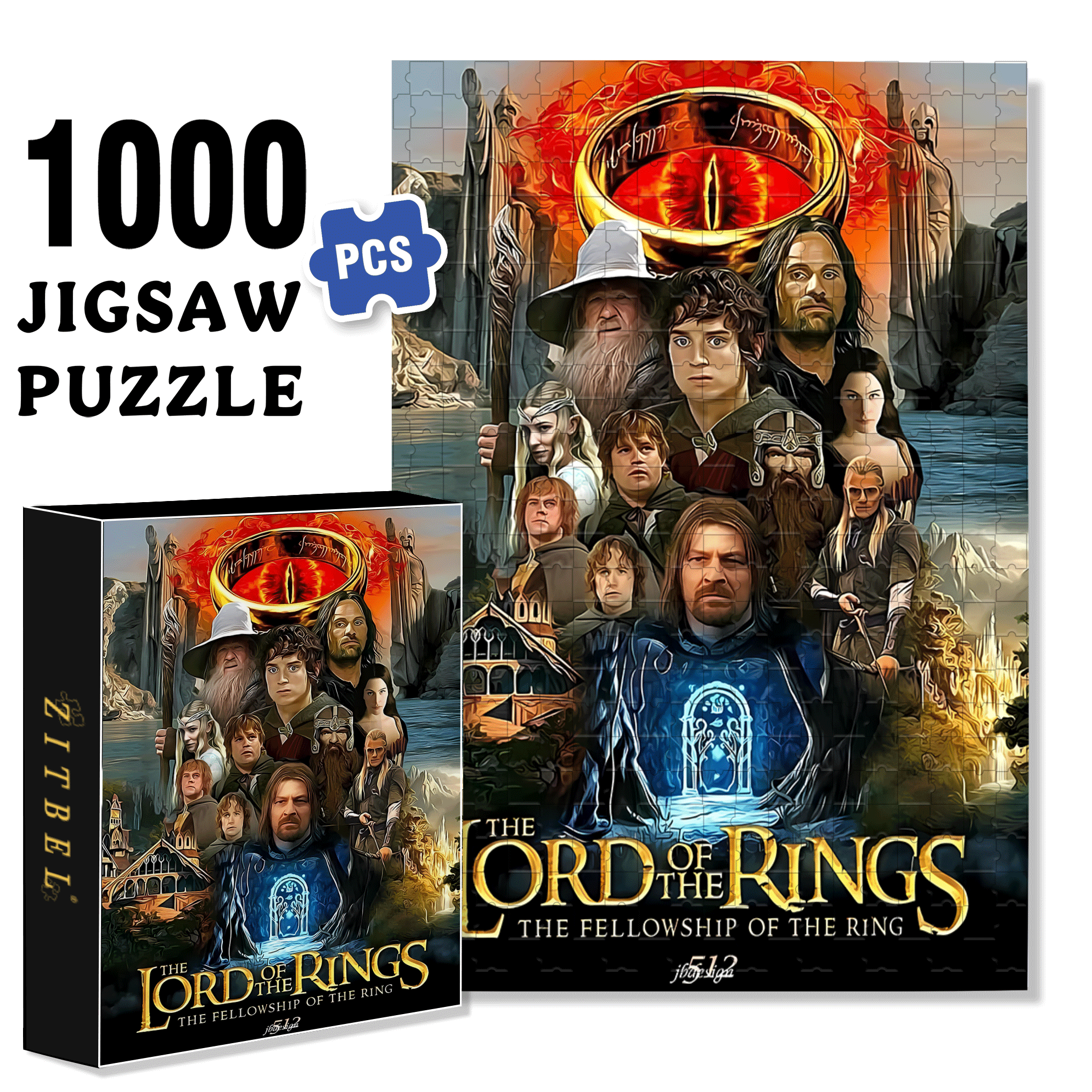The Lord Of The Rings 500pcs/1000pcs Jigsaw Puzzle, Scratch-Resistant, Interactive Family Game & Brain-Boosting DIY Decor, Perfect for Halloween, Christmas & New Year Gifts, Family Puzzle Game