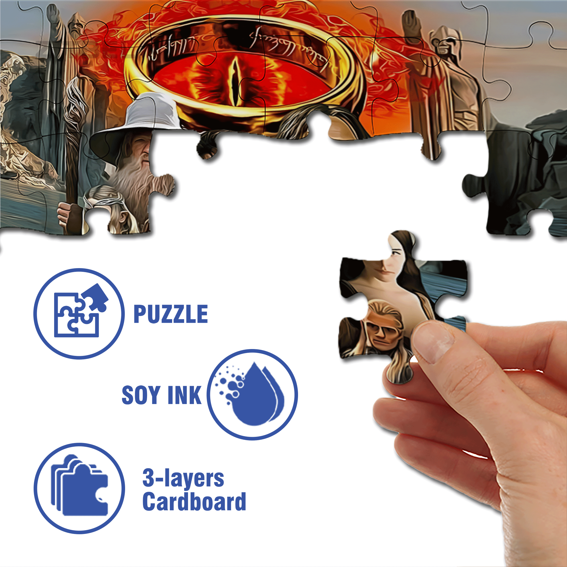 The Lord Of The Rings 500pcs/1000pcs Jigsaw Puzzle, Scratch-Resistant, Interactive Family Game & Brain-Boosting DIY Decor, Perfect for Halloween, Christmas & New Year Gifts, Family Puzzle Game