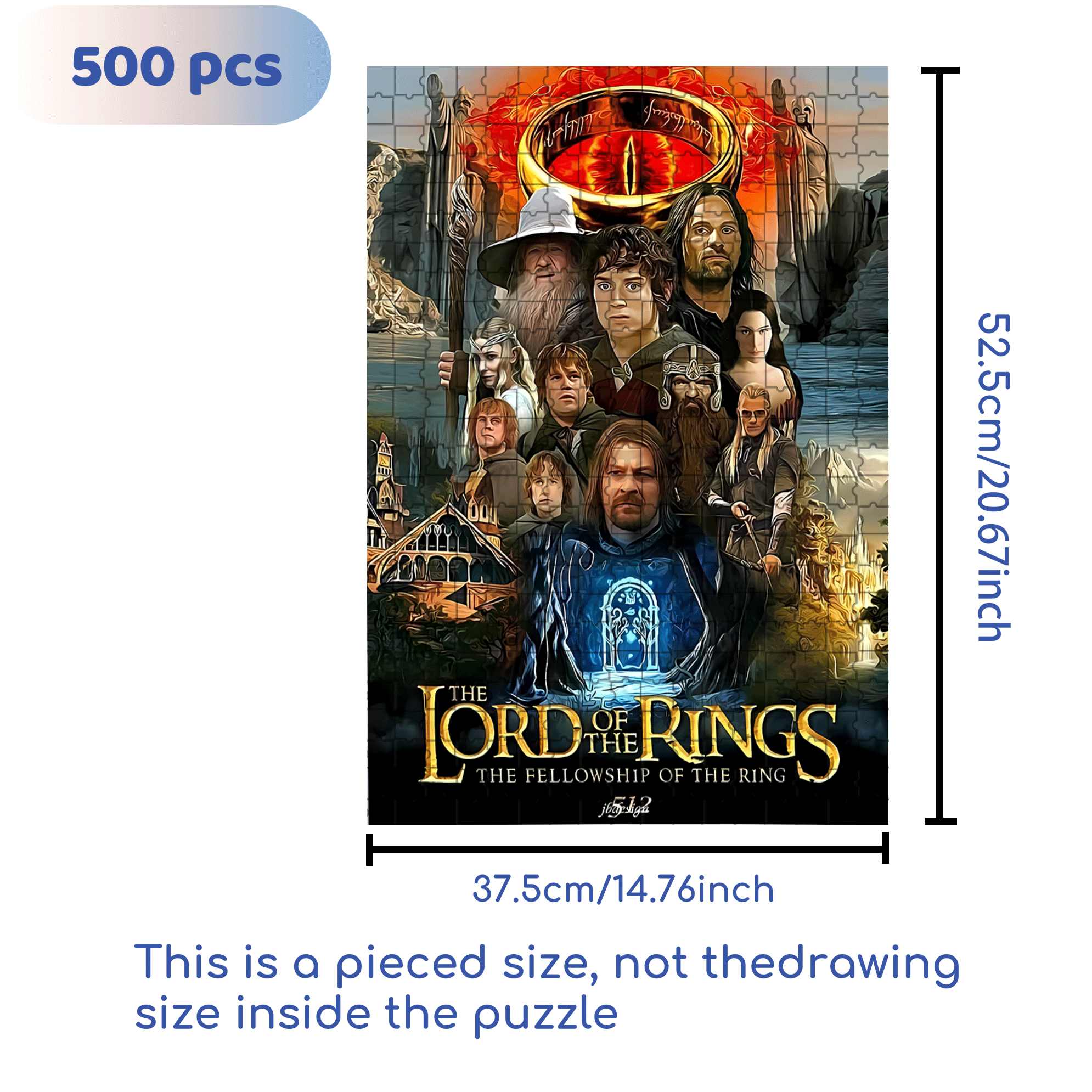 The Lord Of The Rings 500pcs/1000pcs Jigsaw Puzzle, Scratch-Resistant, Interactive Family Game & Brain-Boosting DIY Decor, Perfect for Halloween, Christmas & New Year Gifts, Family Puzzle Game