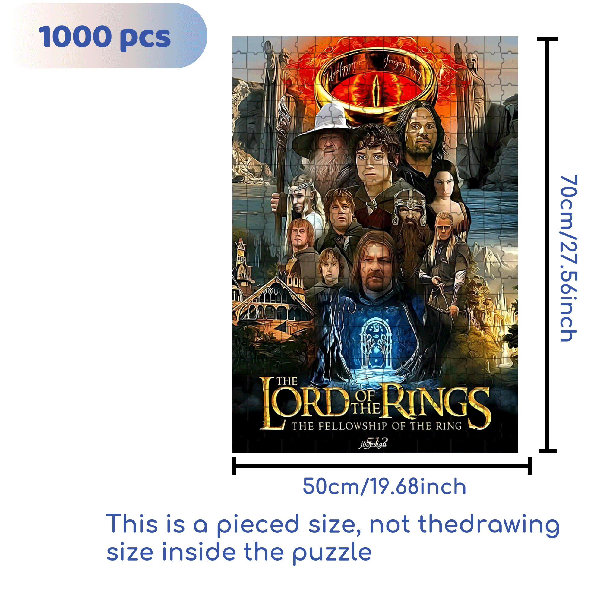 The Lord Of The Rings 500pcs/1000pcs Jigsaw Puzzle, Scratch-Resistant, Interactive Family Game & Brain-Boosting DIY Decor, Perfect for Halloween, Christmas & New Year Gifts, Family Puzzle Game