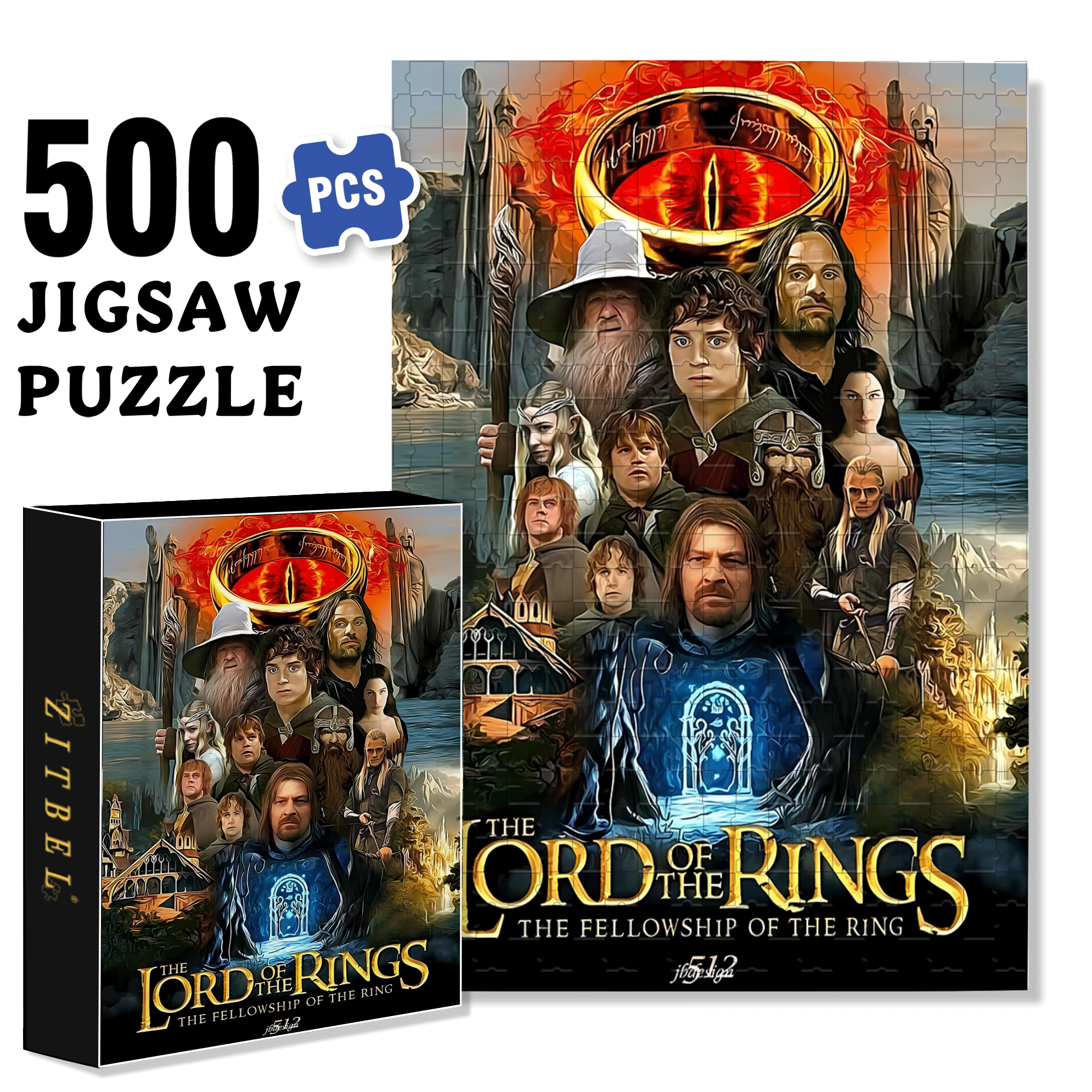 The Lord Of The Rings 500pcs/1000pcs Jigsaw Puzzle, Scratch-Resistant, Interactive Family Game & Brain-Boosting DIY Decor, Perfect for Halloween, Christmas & New Year Gifts, Family Puzzle Game