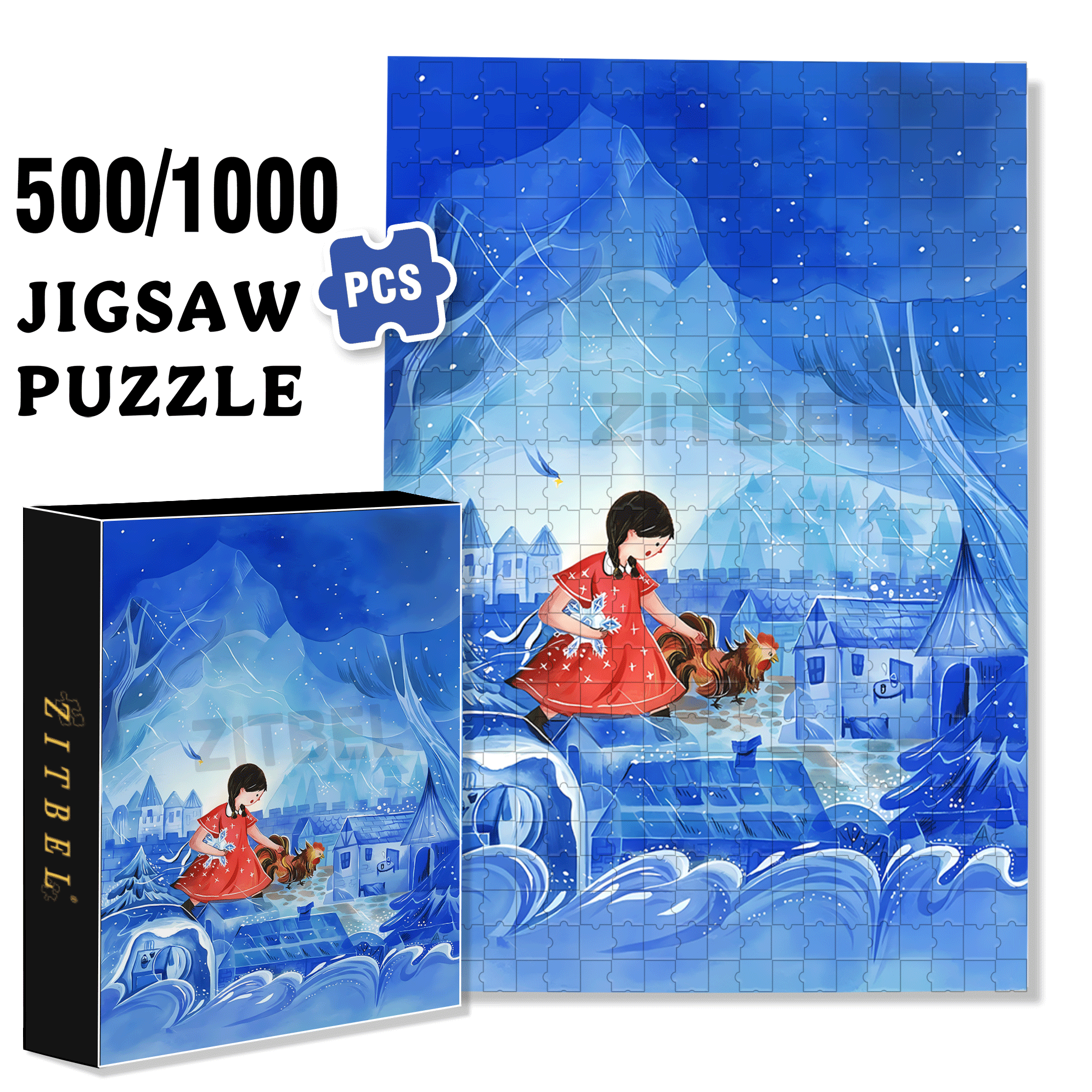 Transparent Kingdom 500pcs/1000pcs Jigsaw Puzzle, Scratch-Resistant, Interactive Family Game & Brain-Boosting DIY Decor, Perfect for Halloween, Christmas & New Year Gifts, Family Puzzle Game