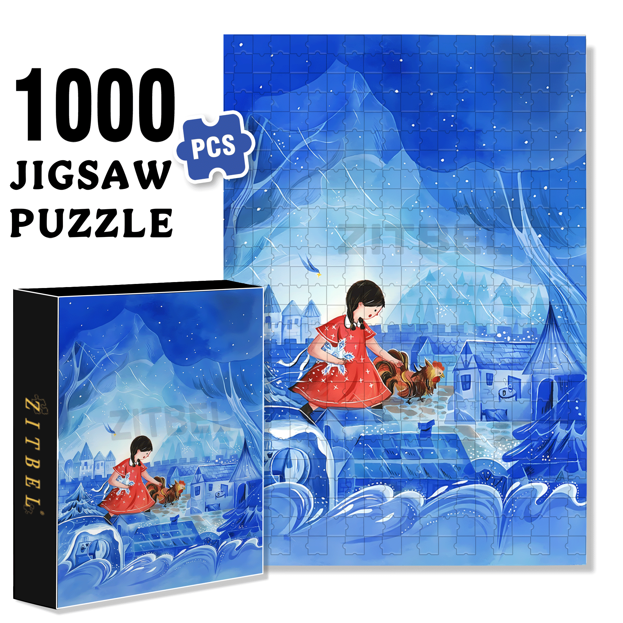 Transparent Kingdom 500pcs/1000pcs Jigsaw Puzzle, Scratch-Resistant, Interactive Family Game & Brain-Boosting DIY Decor, Perfect for Halloween, Christmas & New Year Gifts, Family Puzzle Game