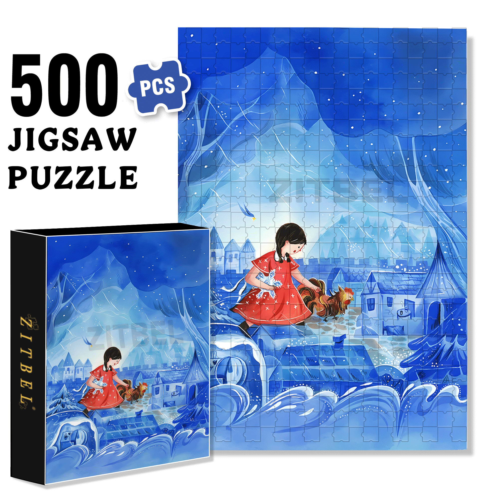 Transparent Kingdom 500pcs/1000pcs Jigsaw Puzzle, Scratch-Resistant, Interactive Family Game & Brain-Boosting DIY Decor, Perfect for Halloween, Christmas & New Year Gifts, Family Puzzle Game