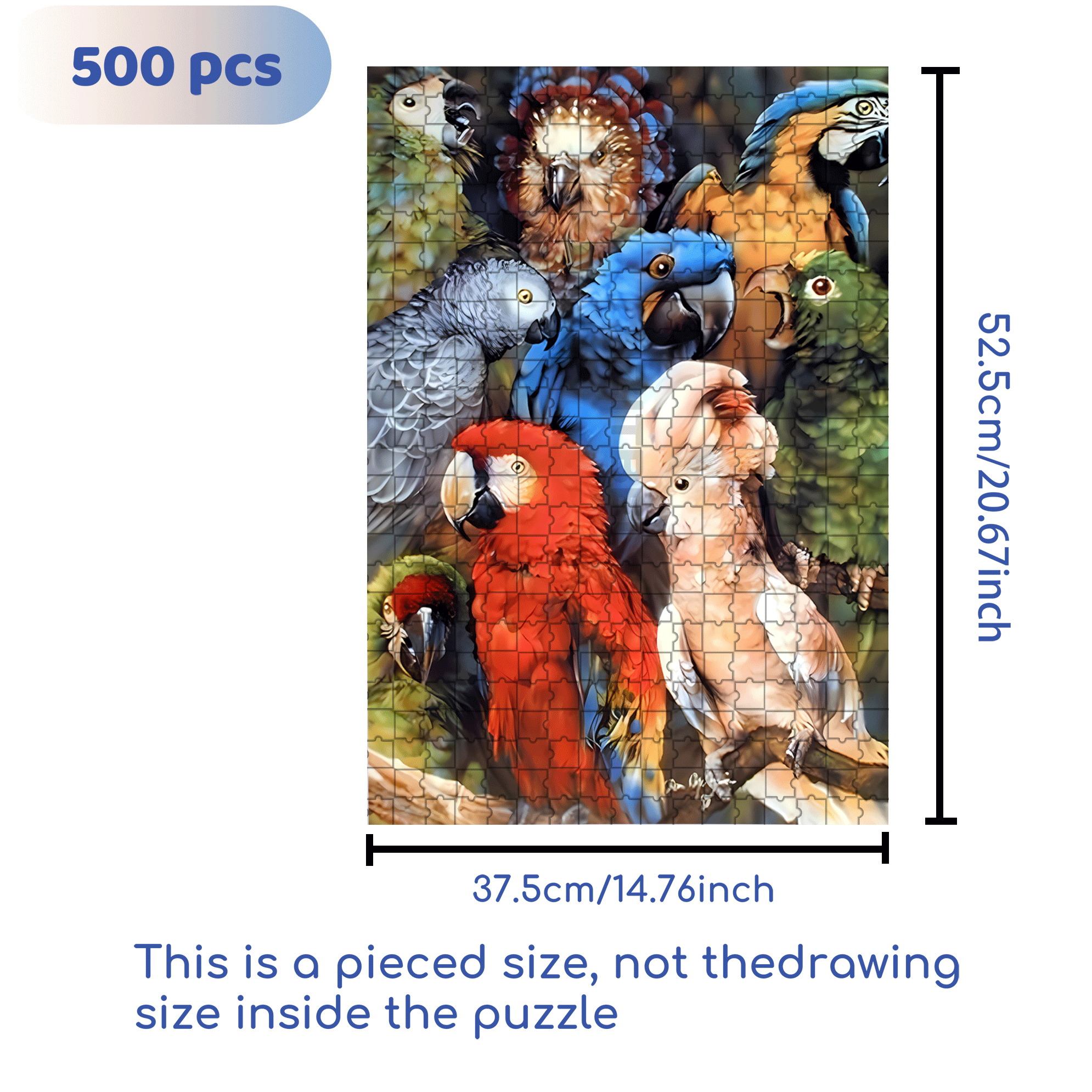 Tropical Birds Animal 500pcs/1000pcs Jigsaw Puzzle, Scratch-Resistant, Interactive Family Game & Brain-Boosting DIY Decor, Perfect for Halloween, Christmas & New Year Gifts, Family Puzzle Game