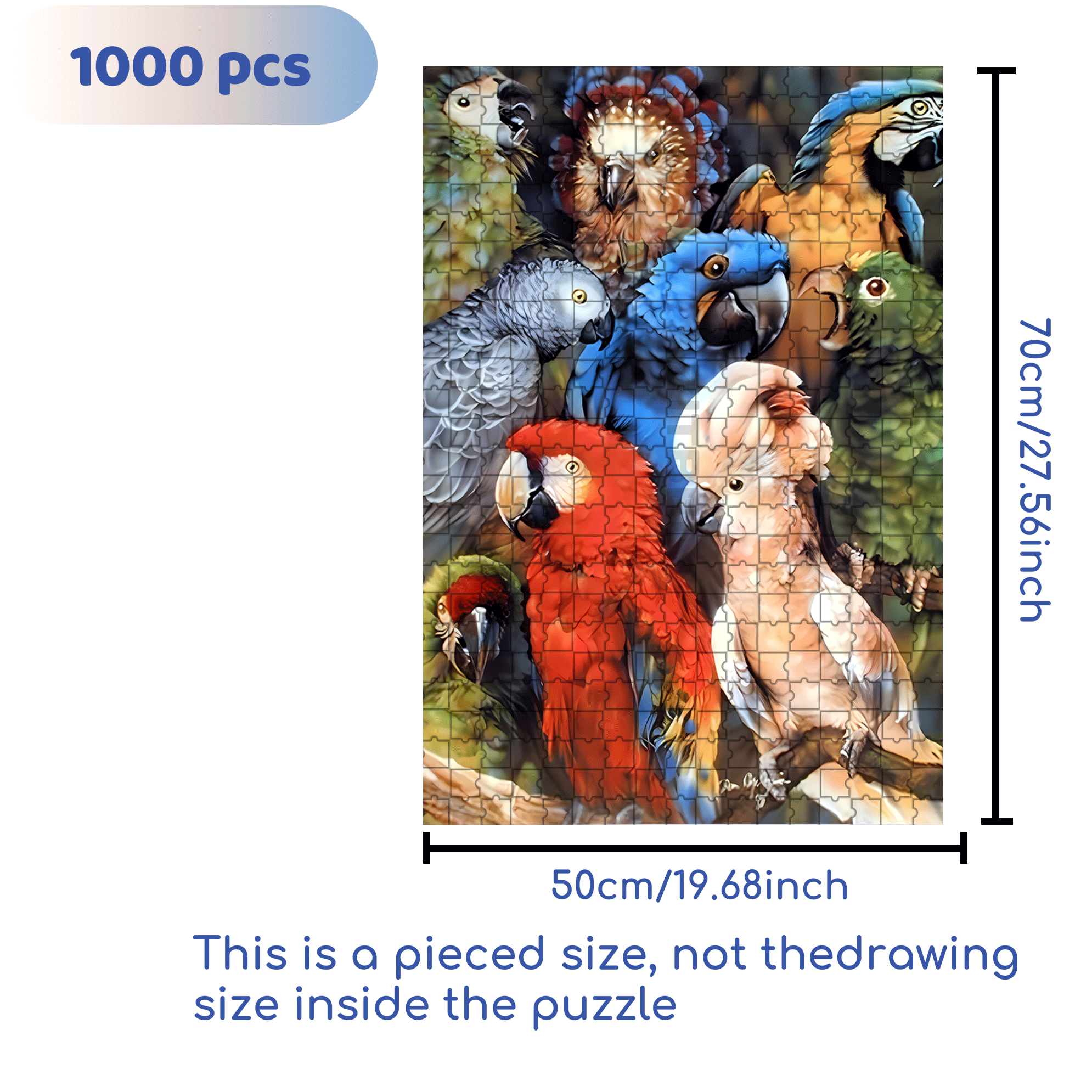 Tropical Birds Animal 500pcs/1000pcs Jigsaw Puzzle, Scratch-Resistant, Interactive Family Game & Brain-Boosting DIY Decor, Perfect for Halloween, Christmas & New Year Gifts, Family Puzzle Game