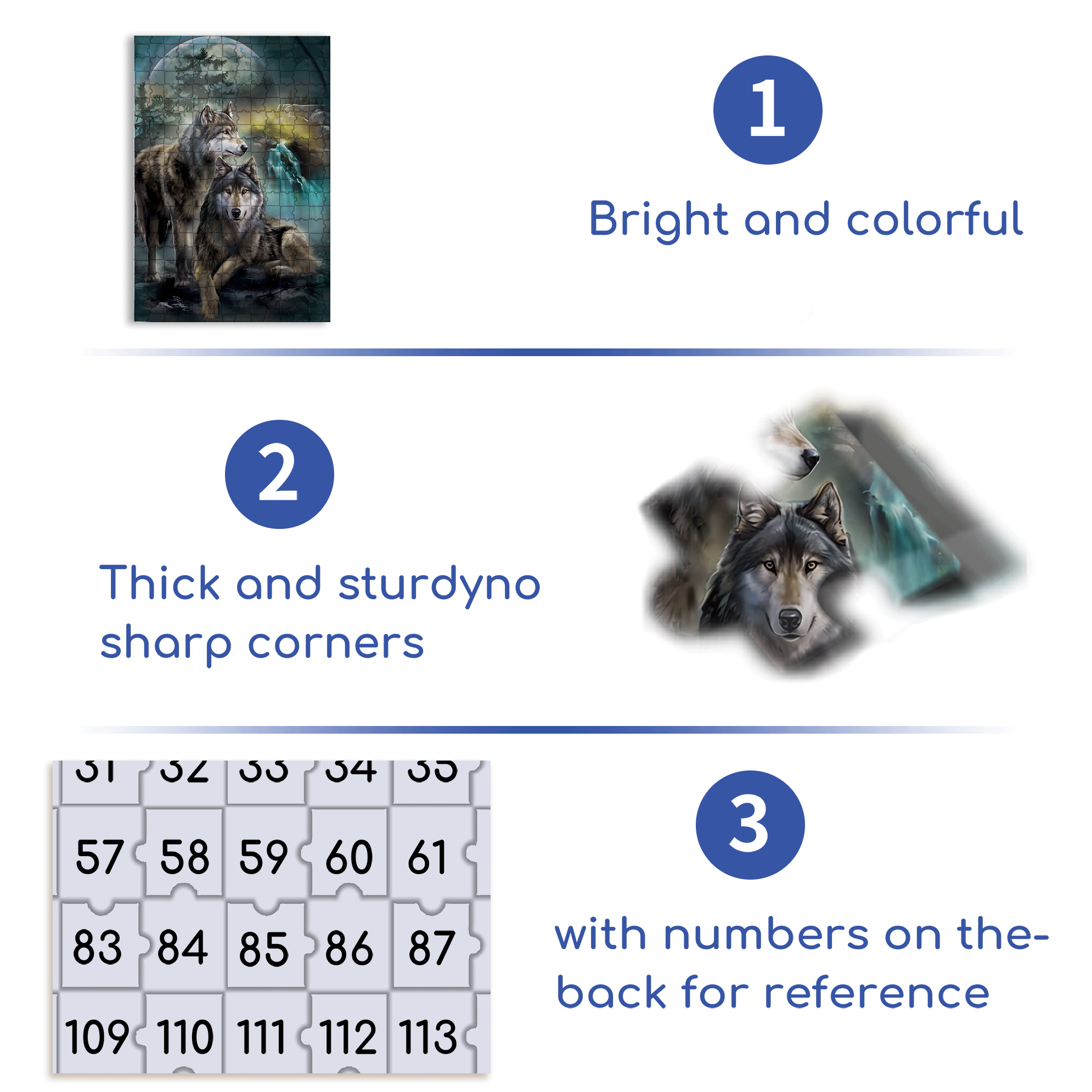 Two Wolves Under the Moon 500pcs/1000pcs Jigsaw Puzzle, Scratch-Resistant, Interactive Family Game & Brain-Boosting DIY Decor, Perfect for Halloween, Christmas & New Year Gifts, Family Puzzle Game