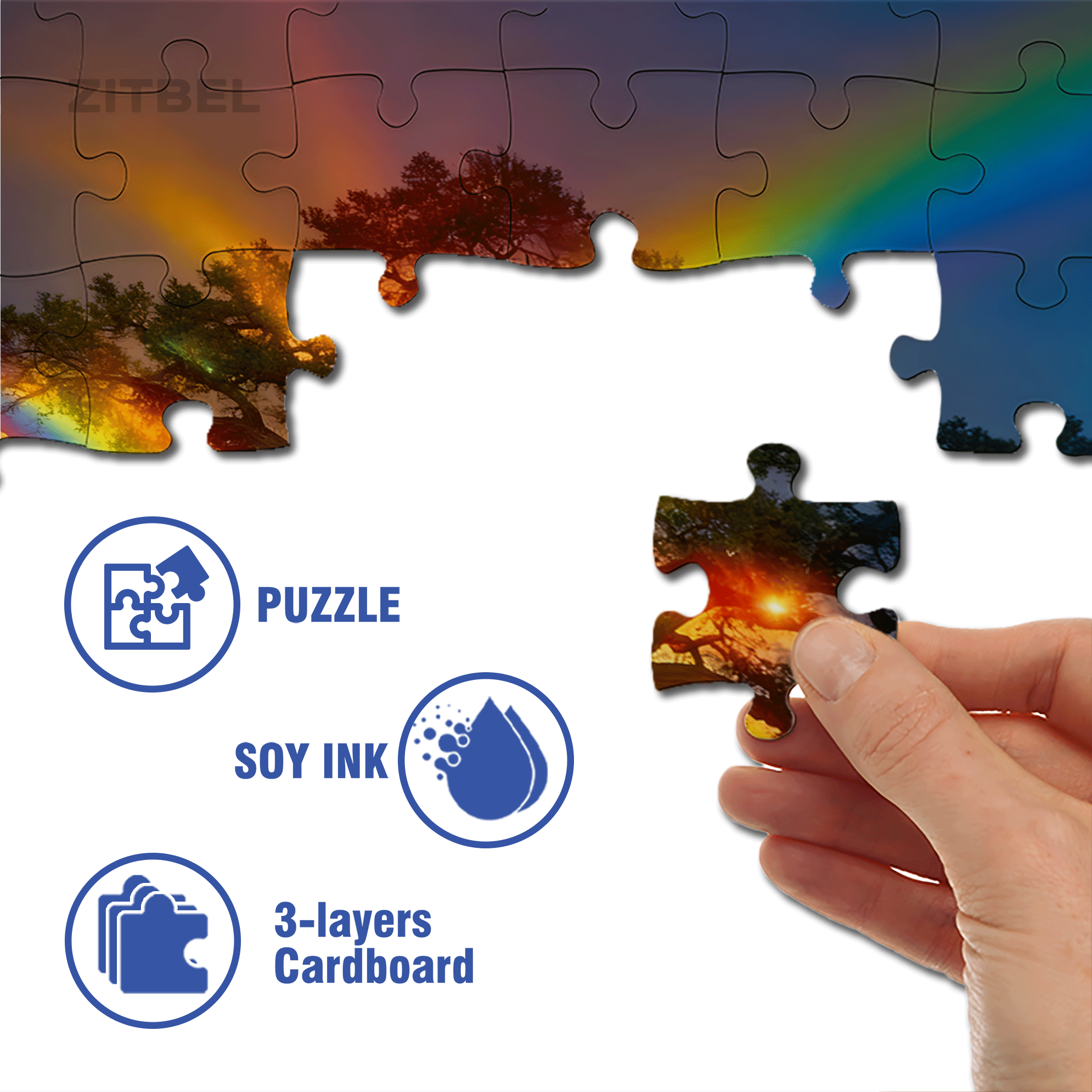 Vibrant Rainbow and Giant Tree 500pcs/1000pcs Jigsaw Puzzle, Scratch-Resistant, Interactive Family Game & Brain-Boosting DIY Decor, Perfect for Halloween, Christmas & New Year Gifts, Family Puzzle Game