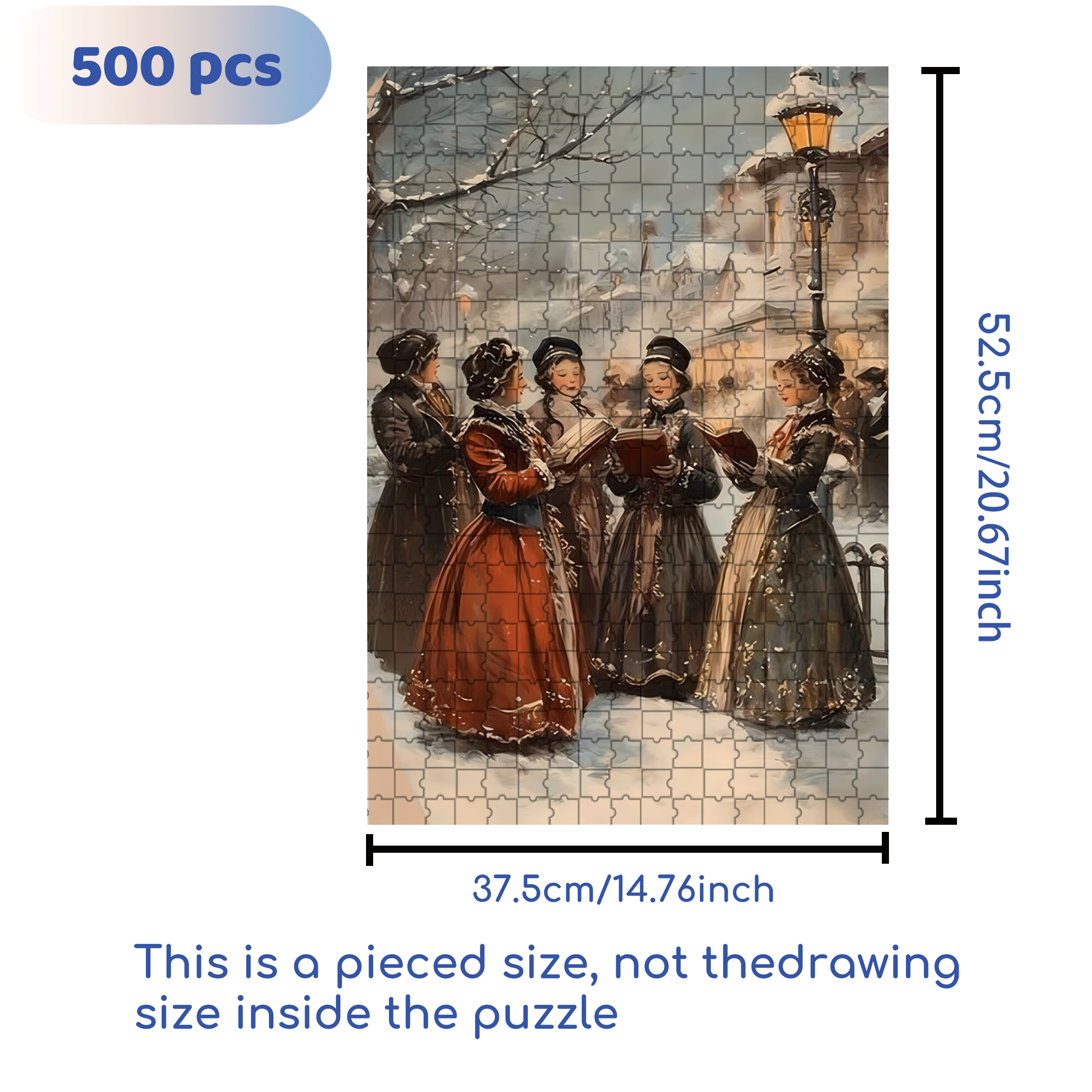 Victorian Ladies Caroling 500pcs/1000pcs Jigsaw Puzzle, Scratch-Resistant, Interactive Family Game & Brain-Boosting DIY Decor, Perfect for Halloween, Christmas & New Year Gifts, Family Puzzle Game