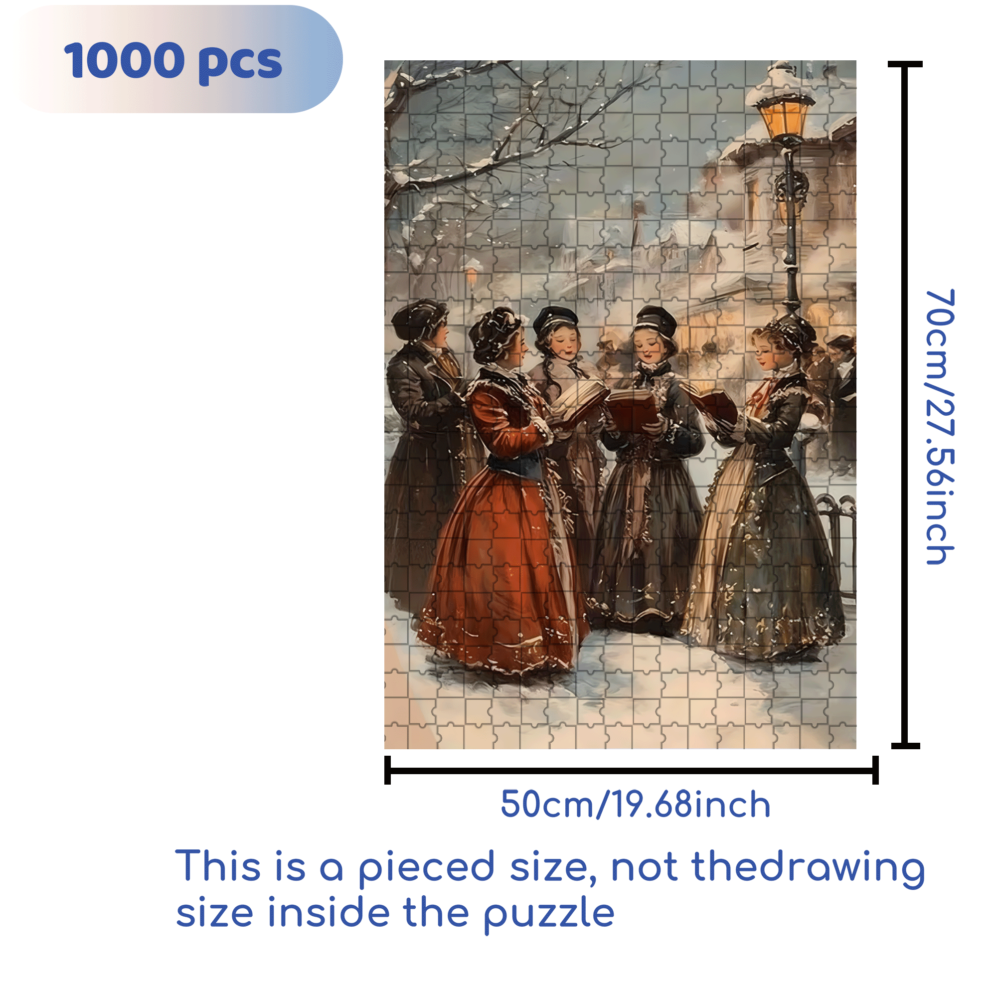 Victorian Ladies Caroling 500pcs/1000pcs Jigsaw Puzzle, Scratch-Resistant, Interactive Family Game & Brain-Boosting DIY Decor, Perfect for Halloween, Christmas & New Year Gifts, Family Puzzle Game