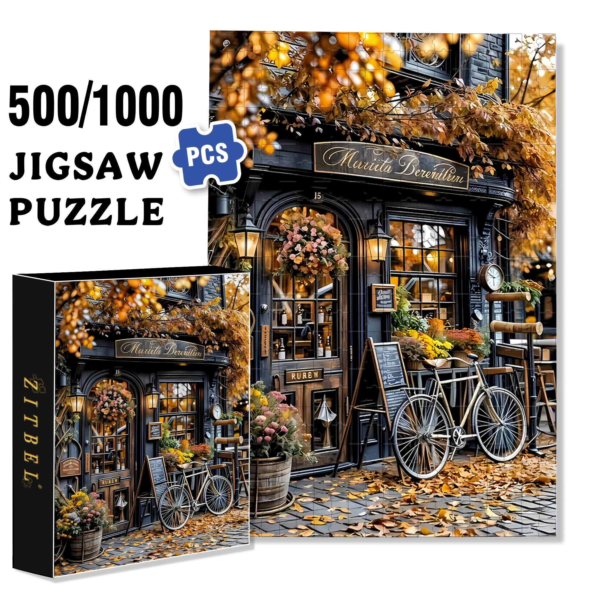 Vintage Bicycle 500pcs/1000pcs Jigsaw Puzzle, Scratch-Resistant, Interactive Family Game & Brain-Boosting DIY Decor, Perfect for Halloween, Christmas & New Year Gifts, Family Puzzle Game